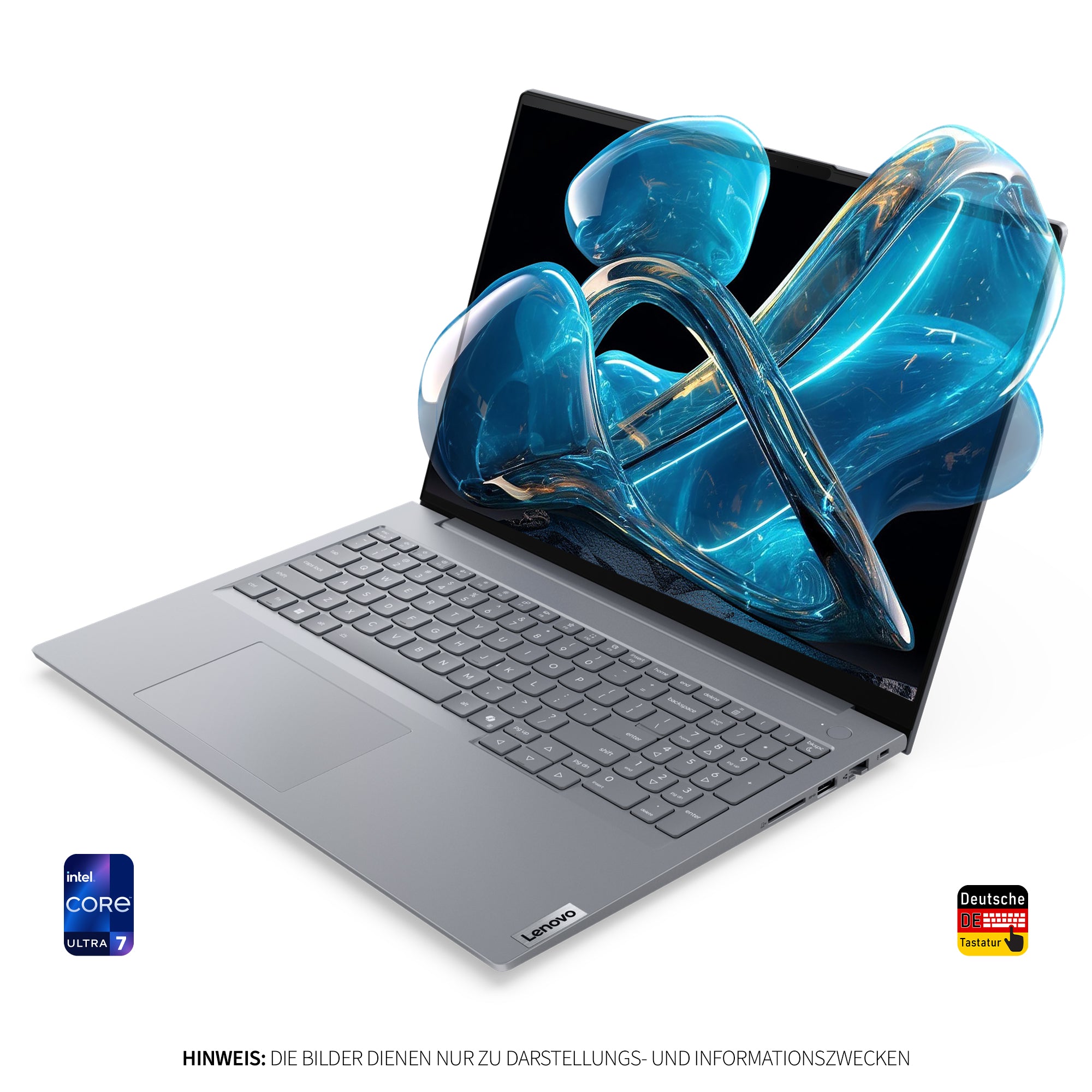 Lenovo ThinkBook 16 Gen 8 IAL Business Laptop, Intel Core Ultra 7 255H, 16" WUXGA IPS Display, Deutsches Tastatur-Layout, W11 Pro, Arctic Grau