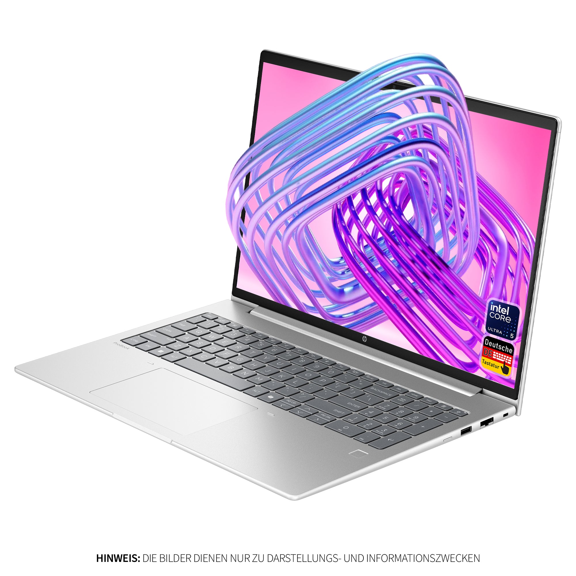 HP ProBook 4 G1i AI Business Laptop, Intel Core Ultra 5 225U, 16" WUXGA IPS (1920x1200), Fingerprint, Deutsches Tastatur Layout, Windows 11 Pro, Silber