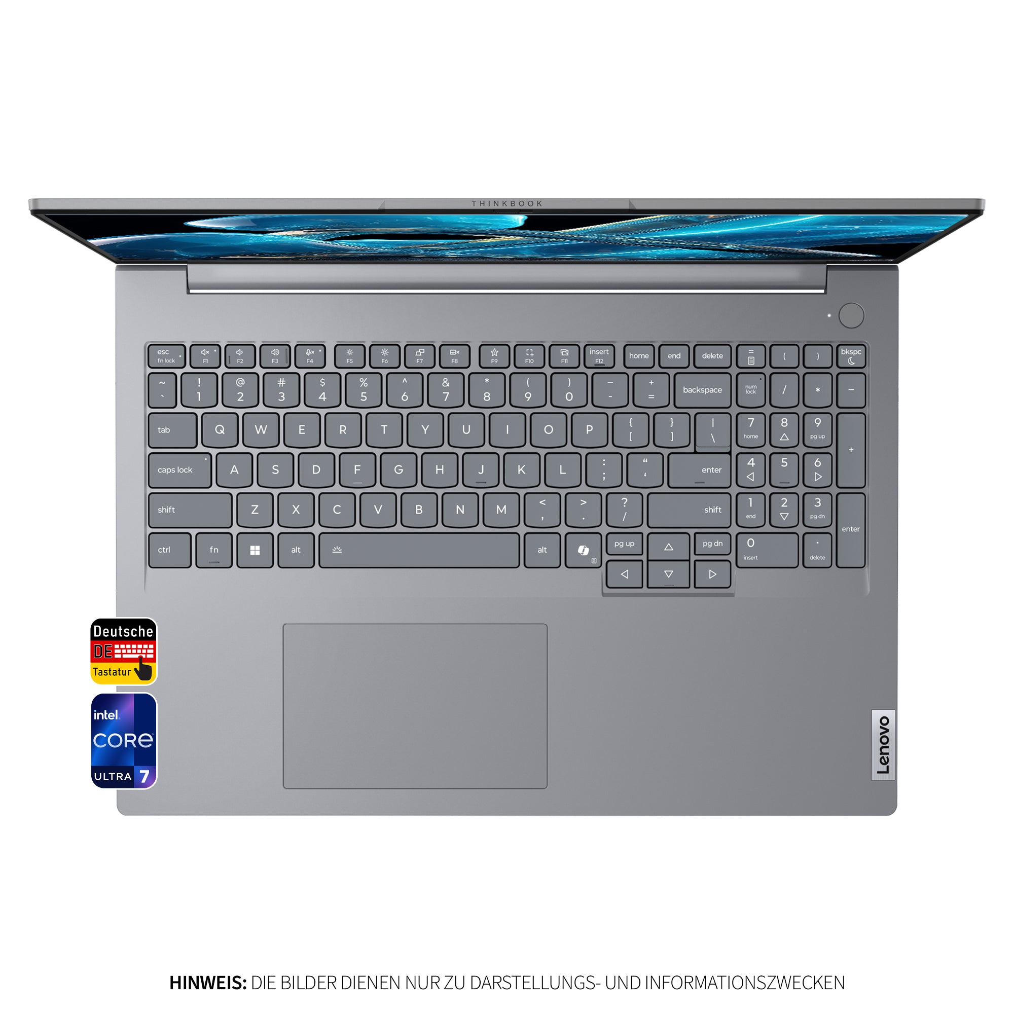 Lenovo ThinkBook 16 Gen 8 IAL Business Laptop, Intel Core Ultra 7 255H, 16" WUXGA IPS Display, Deutsches Tastatur-Layout, W11 Pro, Arctic Grau