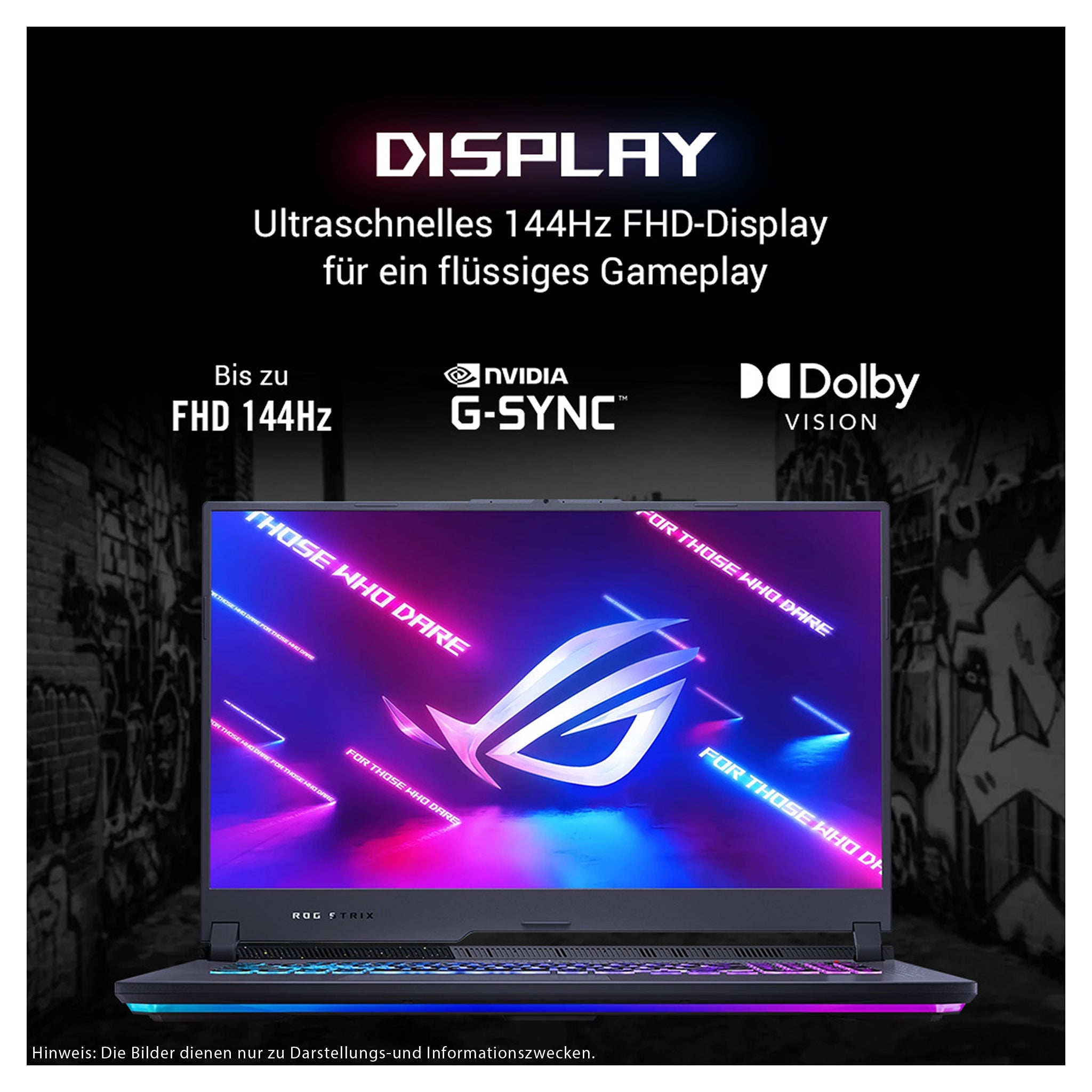 ASUS ROG Strix G17 Gaming Laptop, Ryzen 9-7940HX, 17.3" FHD (1920x1080), RTX4060, RGB QWERTZ Tastatur