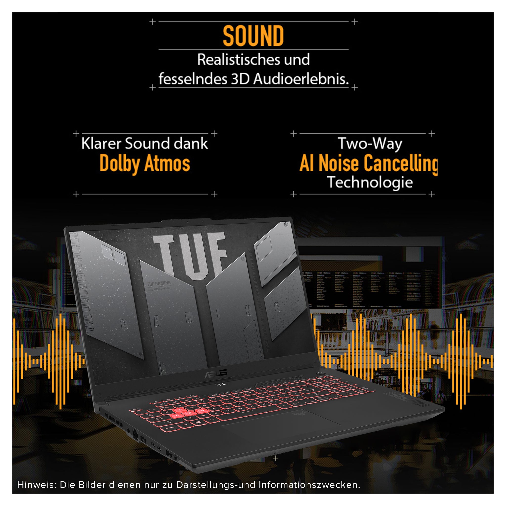 ASUS TUF A17 Gaming Laptop, Ryzen 7-7435HS, 17.3" FHD, RTX 4050 ,QWERTZ Tastatur, Grau