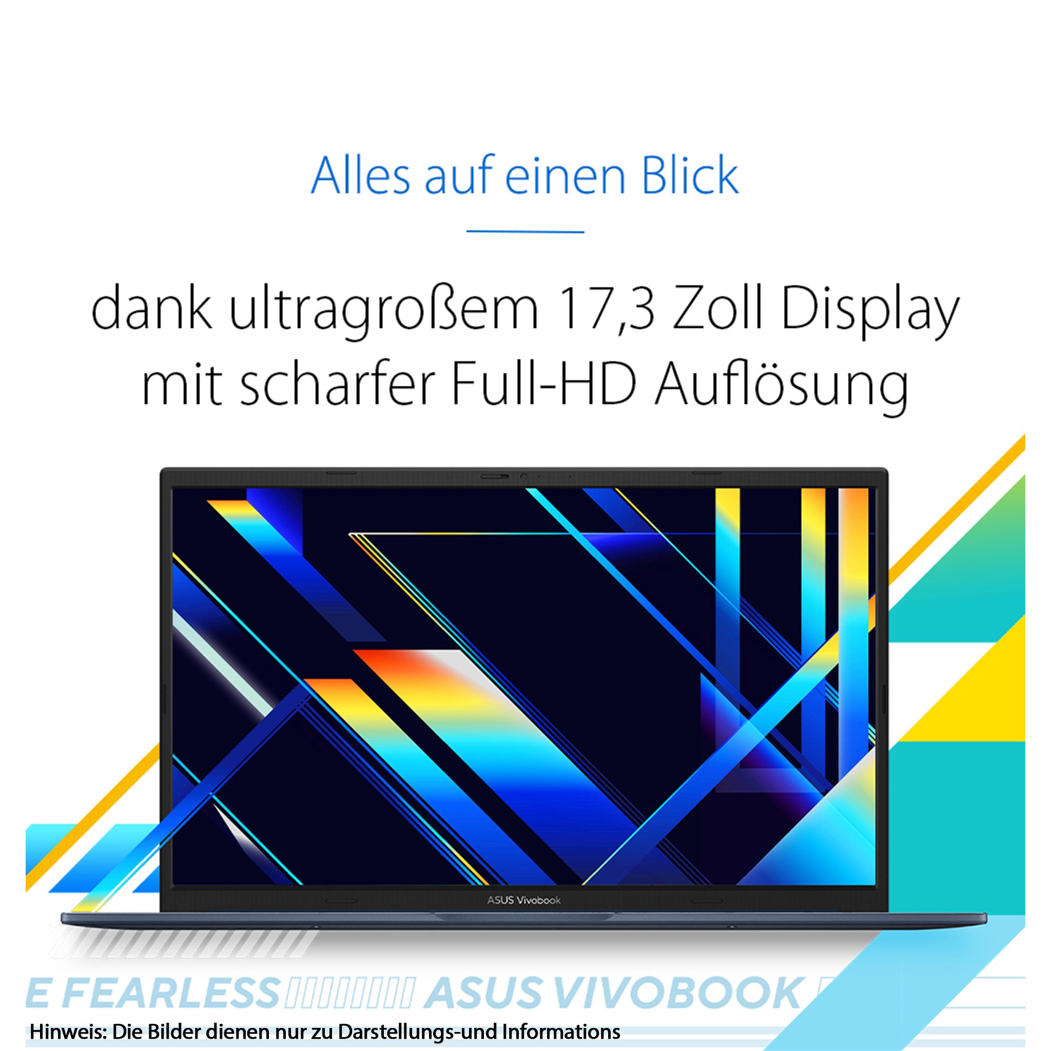 Asus Vivobook 17 Business Laptop, Intel Core 5 120U, 17.3" FHD (1920x1080) Display, Intel Graphics, QWERTZ Tastatur, W11 Home, Blau