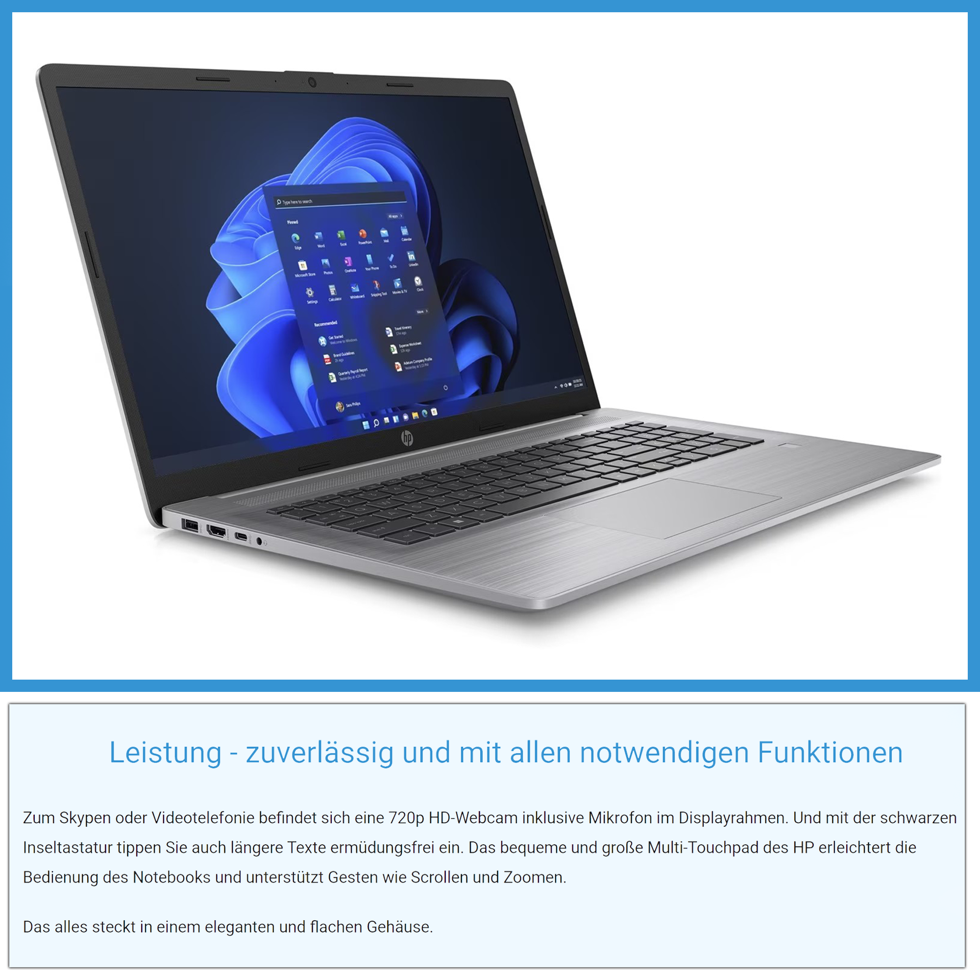 HP 470 G9 Laptop,17.3" FHD, i5-1235U, W11Pro, Numerische Tastatur
