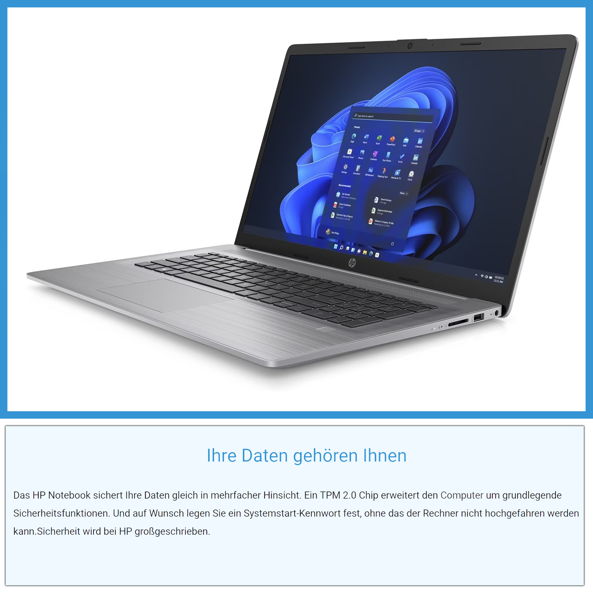 HP 470 G9 Laptop,17.3" FHD, i5-1235U, W11Pro, Numerische Tastatur