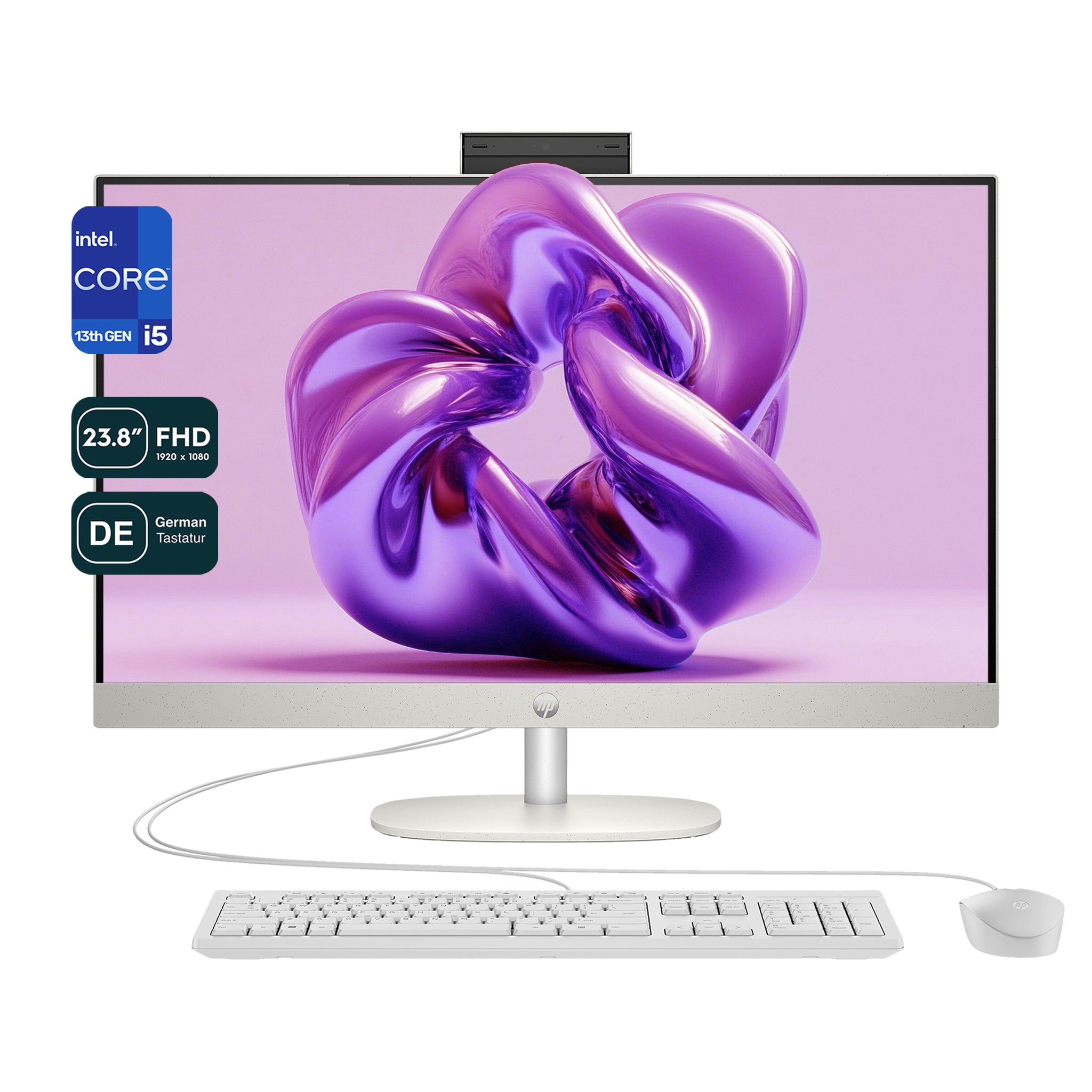 HP All-in-One Desktop PC, i5-1335U, 23.8" FHD, QWERTZ Tastatur + Maus, W11Home