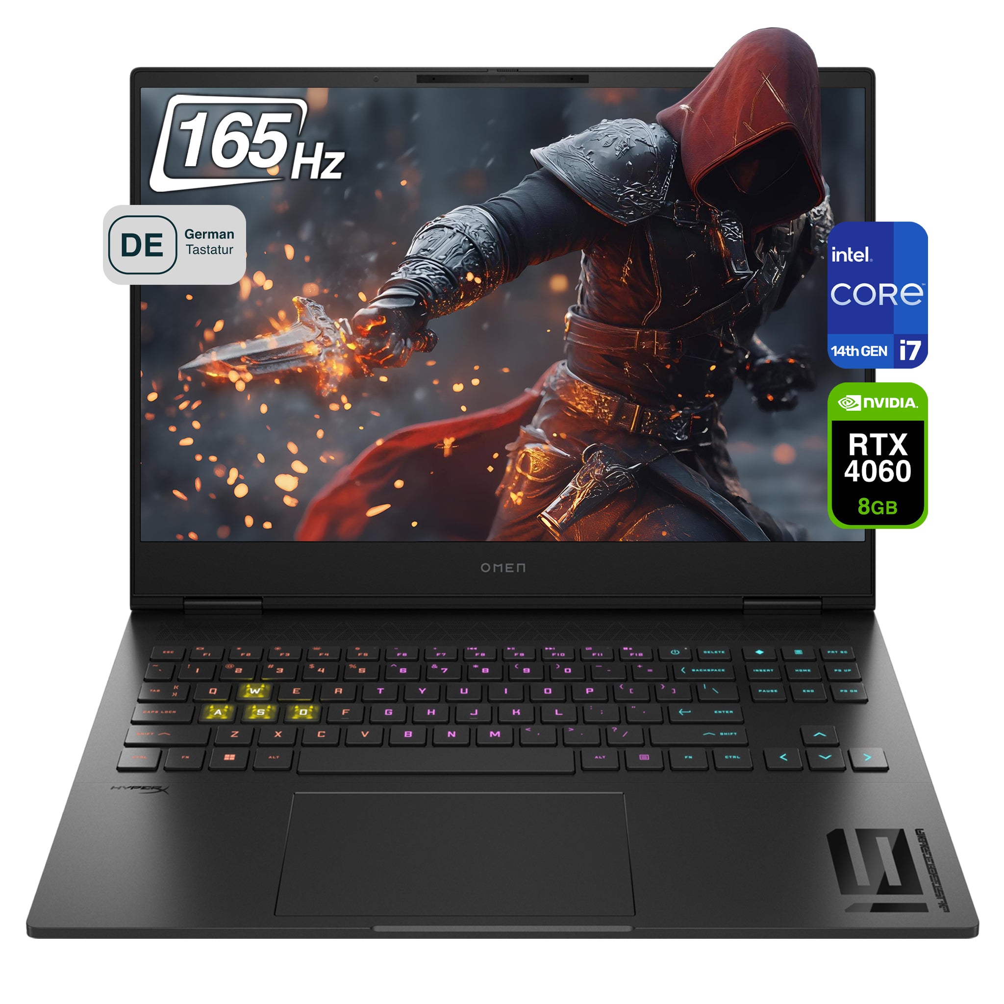 HP OMEN 16 Gaming Laptop, i7-14700HX, 16" WUXGA 165Hz, RTX4060, RGB QWERTZ, W11
