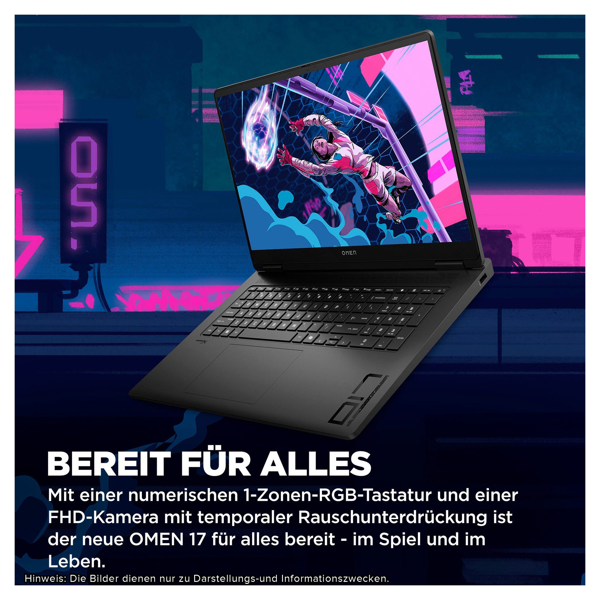 HP Omen 17 Gaming Laptop, Ryzen 7 8845HS, 17.3" FHD, RTX4060, QWERTZ (Used Acceptable)