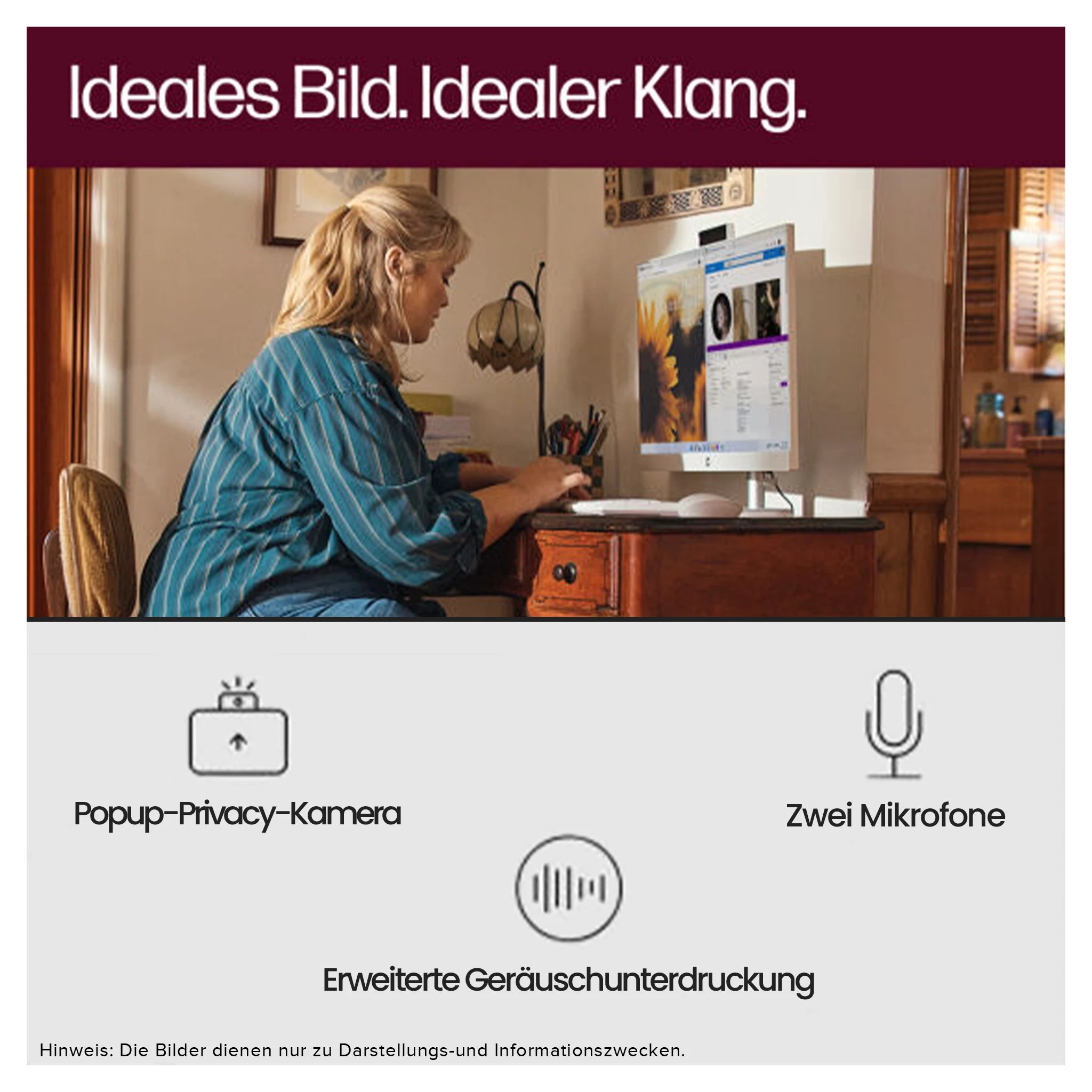 HP Pavilion All-in-One Desktop PC, AMD Ryzen 3 7320U, 27" FHD IPS QWERTZ Tastatur + Maus, FreeDOS,