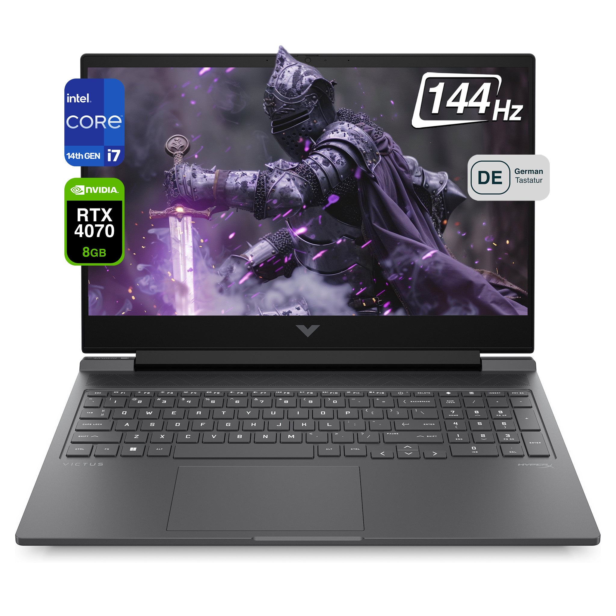 HP Victus 16 Gaming Laptop, i7-14700HX, 16.1" FHD 144Hz, RTX4070, QWERTZ RGB Tastatur, FreeDOS