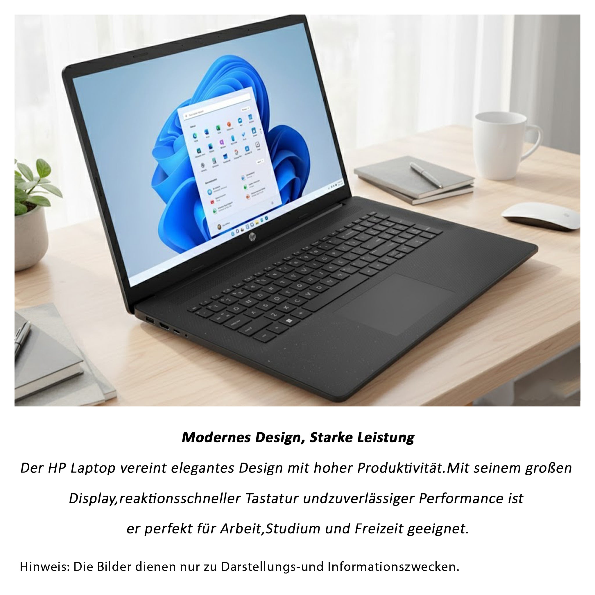 HP 17 Business Laptop, Ryzen 7 7730U, 17.3" FHD (1920x1080) Radeon-Grafikeinheit, QWERTZ Tastatur, Windows 11 Pro