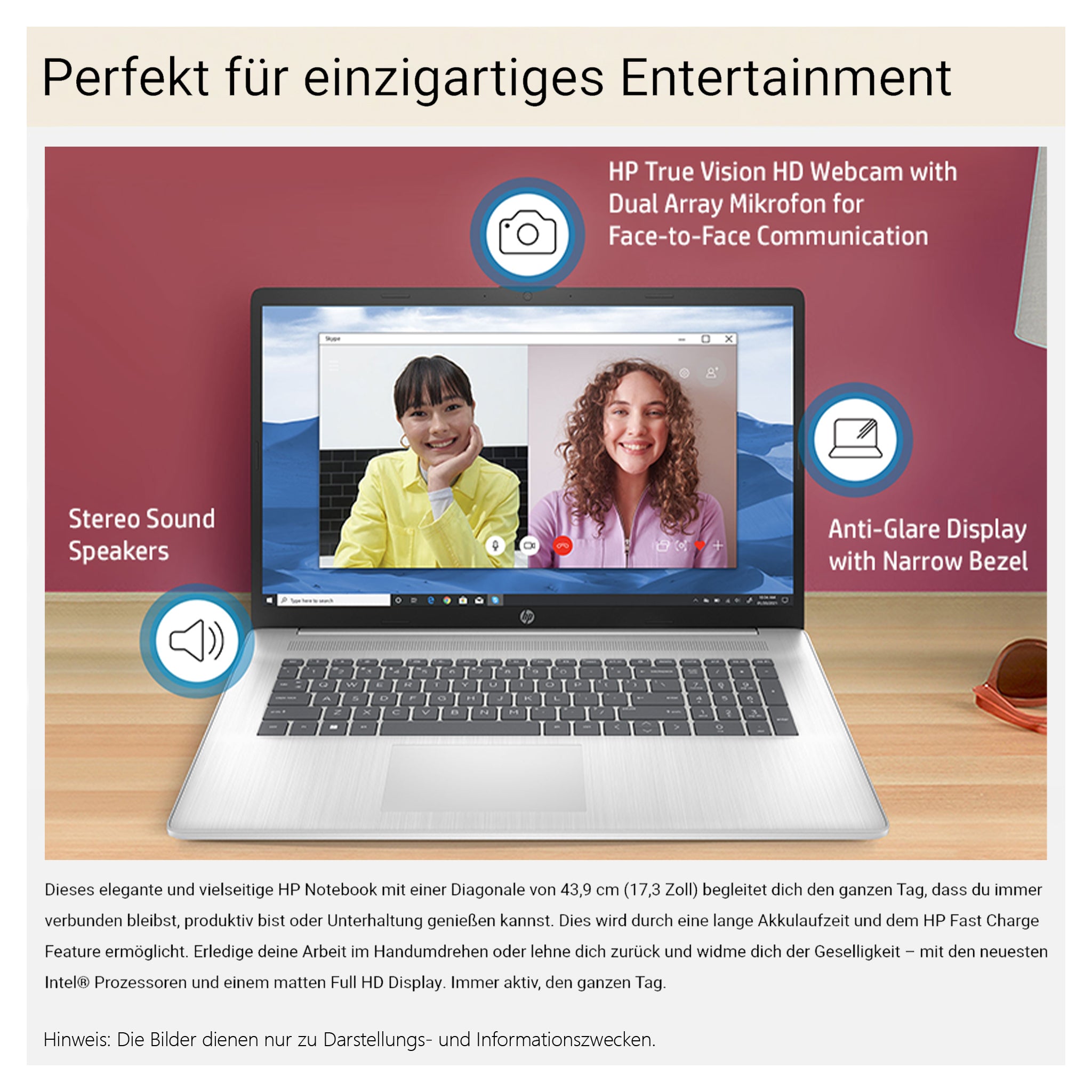 HP 17 Business Laptop, Core i5-120U, 17.3" FHD (1920x1080) Graphics, QWERTZ Tastatur, Windows 11 Pro (Gebraucht - Wie Neu)