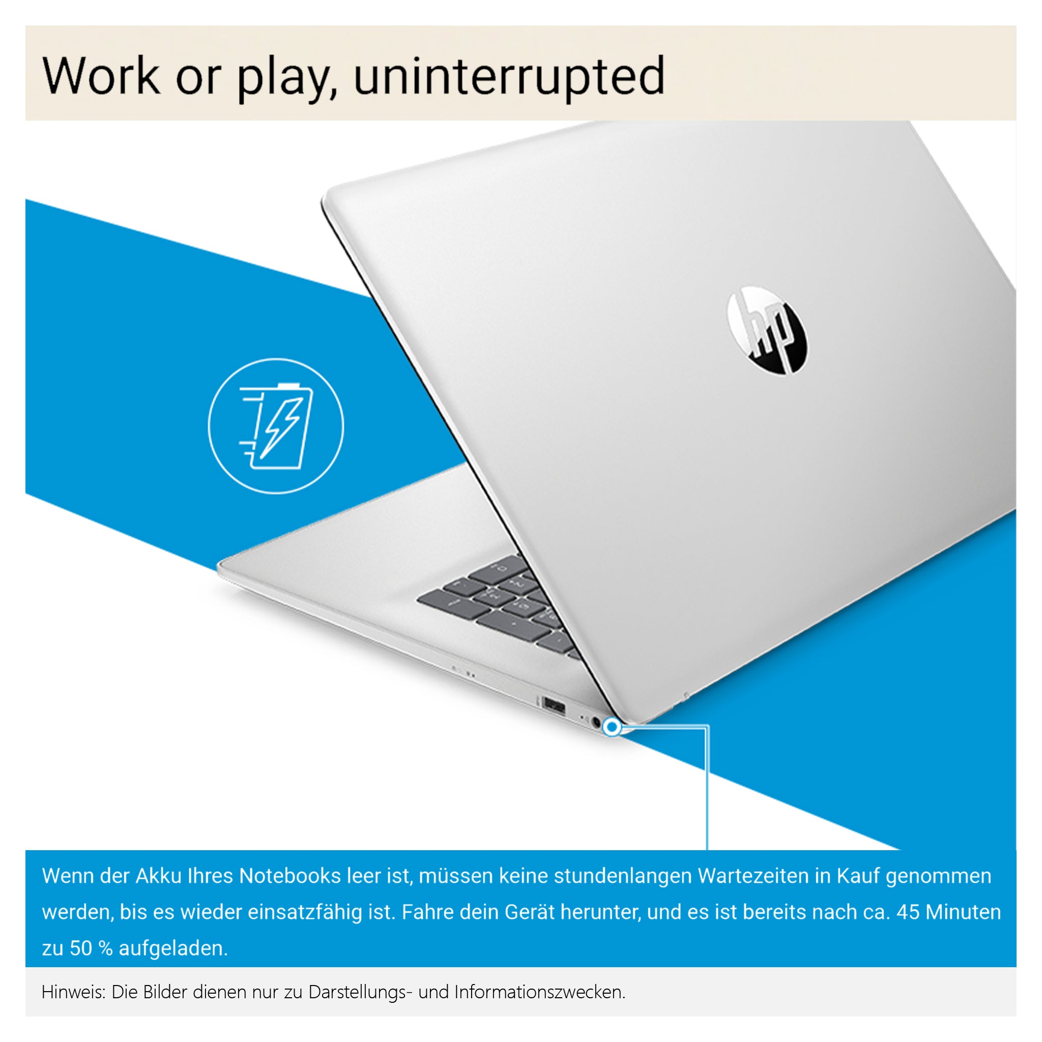 HP 17 Business Laptop, Core i5-120U, 17.3" FHD (1920x1080) Graphics, QWERTZ Tastatur, Windows 11 Pro (Gebraucht - Wie Neu)