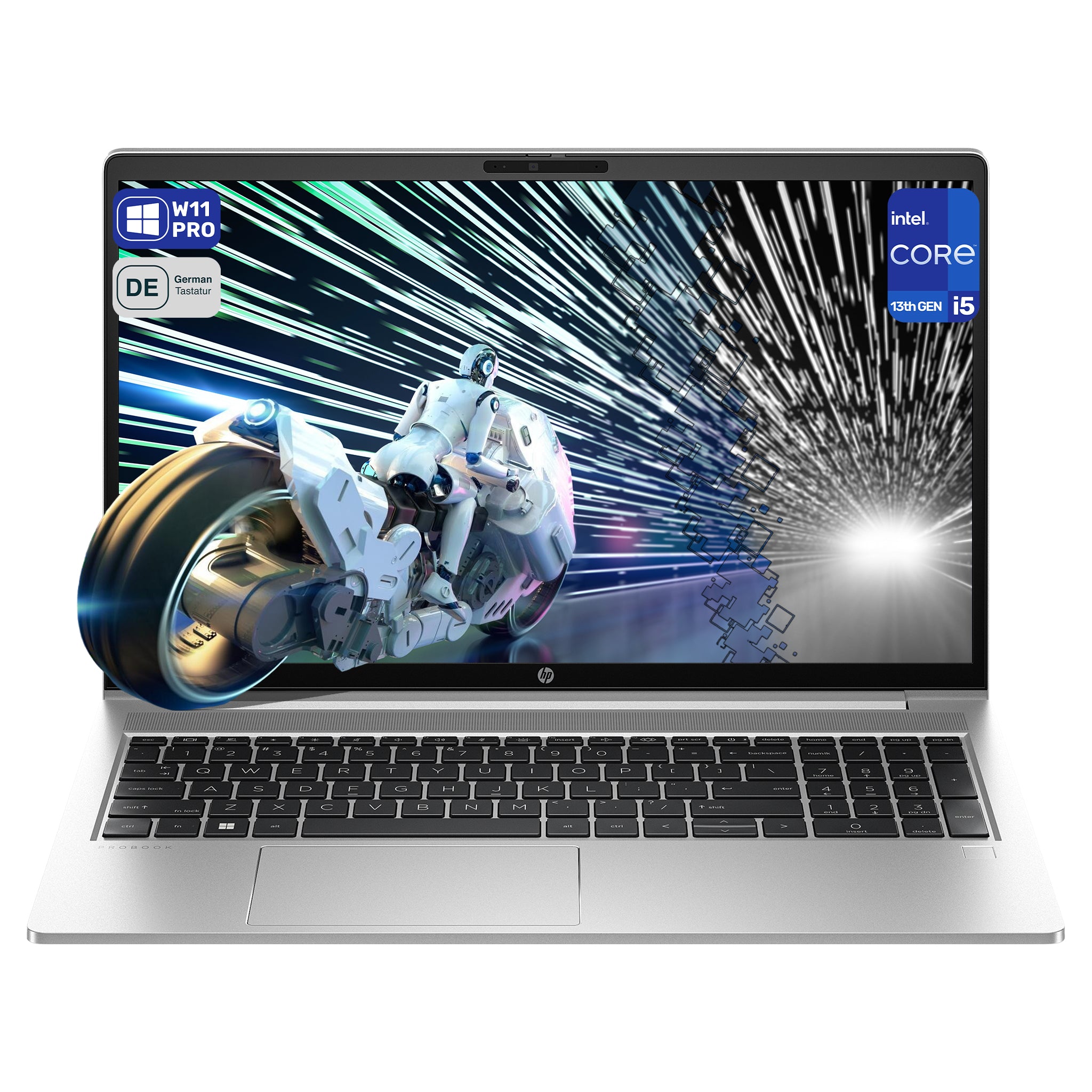 HP ProBook 450 G10 Laptop, i5-1334U, 15.6" Full HD (1920x1080), Backlit QWERTZ Tastatur, W11 Pro