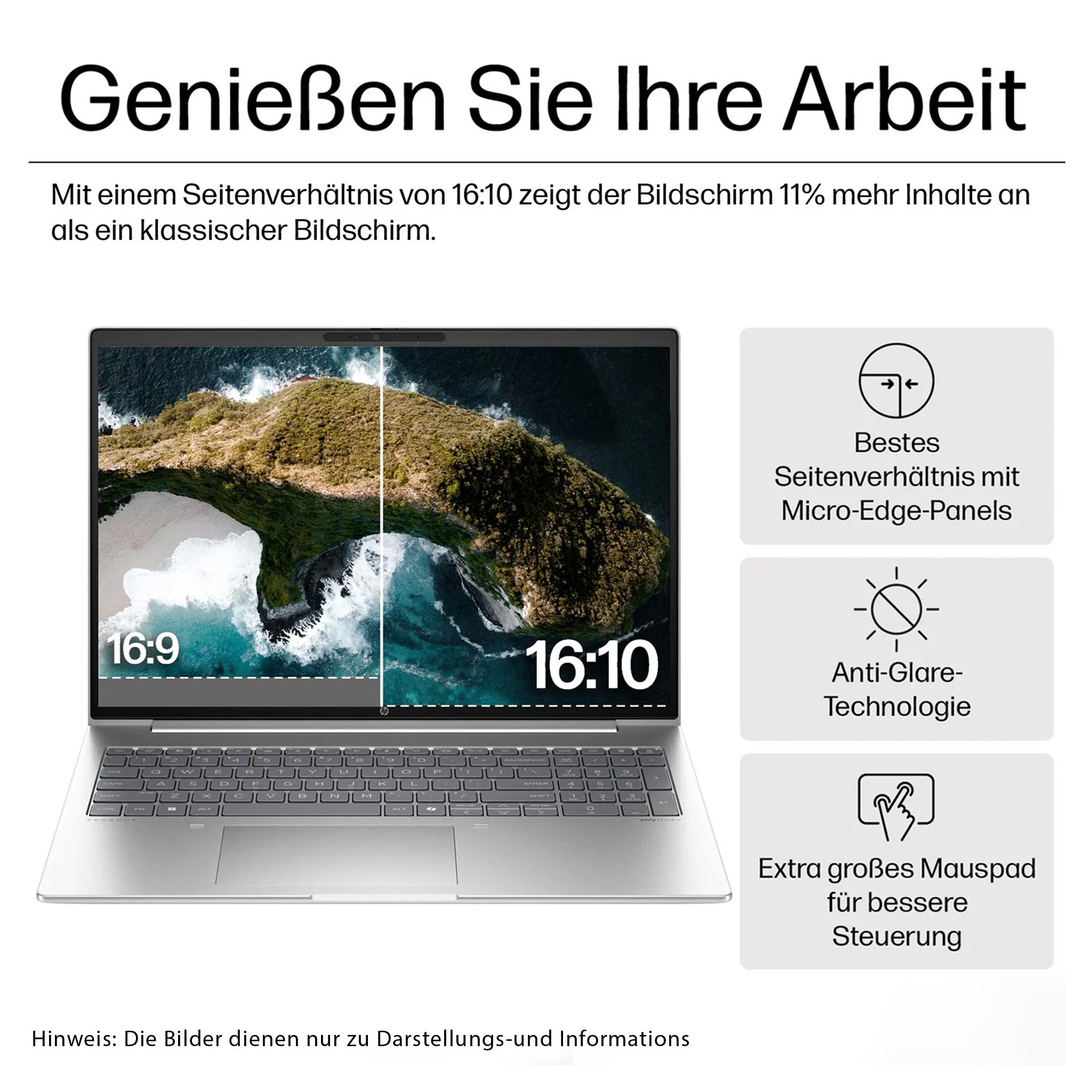 HP ProBook 460 G11 Business Laptop,Ultra 5 125U, 16" WUXGA Display, Deutsches Tastatur-Layout, Wi-Fi 6E, W11 Pro, Silber