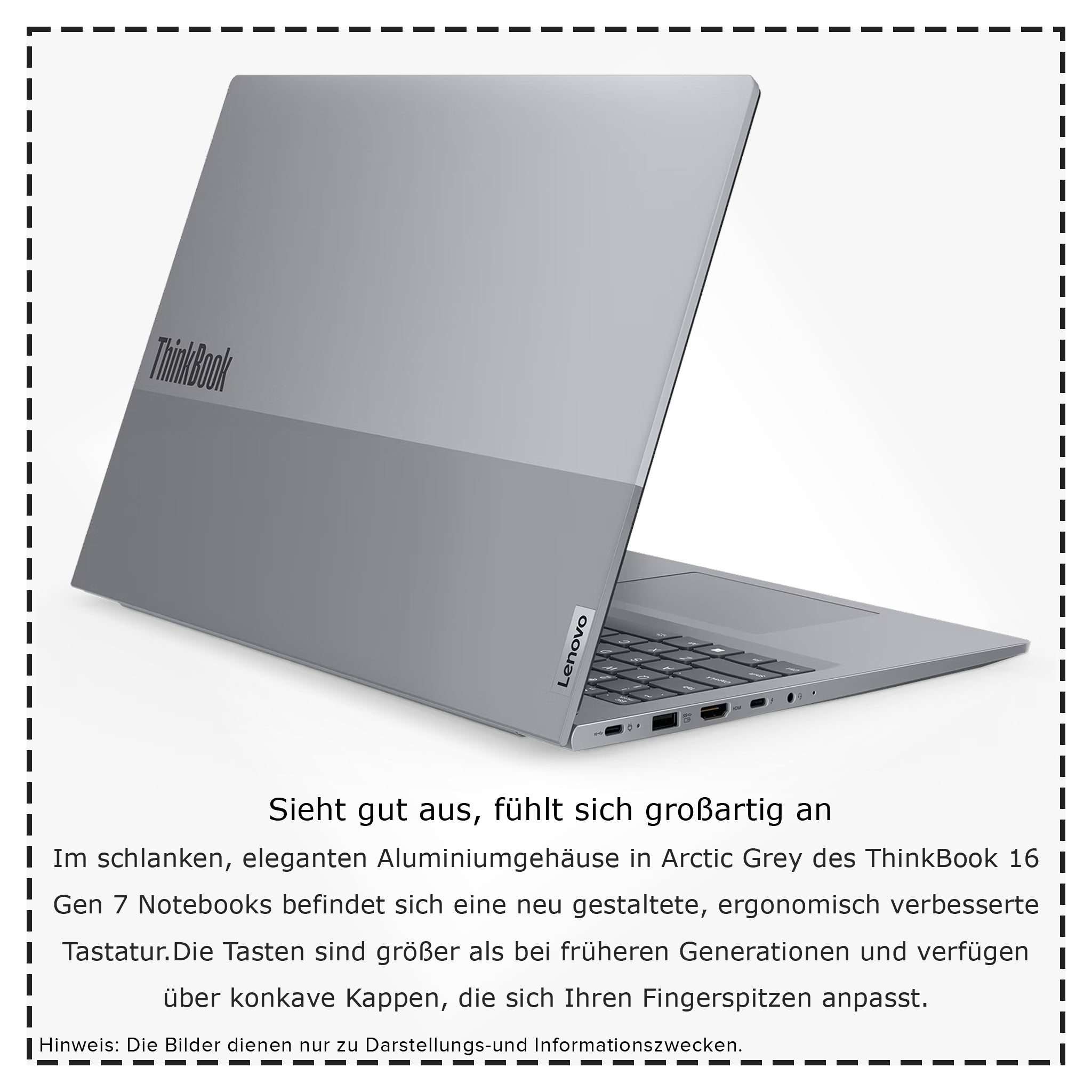 Lenovo ThinkBook 16 G7 ARP Business Laptop, Ryzen 5-7533HS, 16" WUXGA, QWERTY Tastatur, W11 Pro