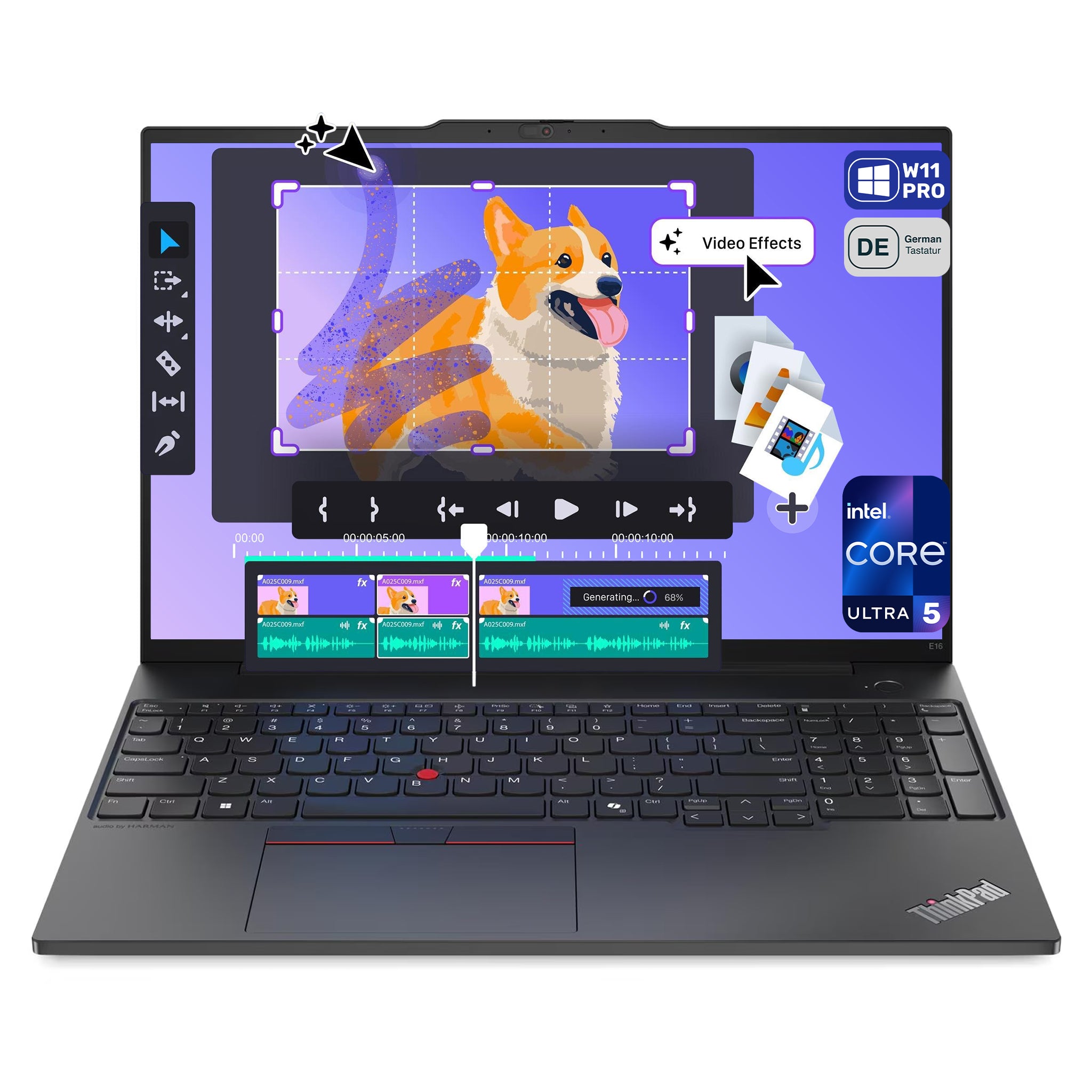 Lenovo ThinkPad E16 Gen 2 Business Laptop, Ultra 5-125H, 16" FHD+, QWERTZ Tastatur, W11 Pro