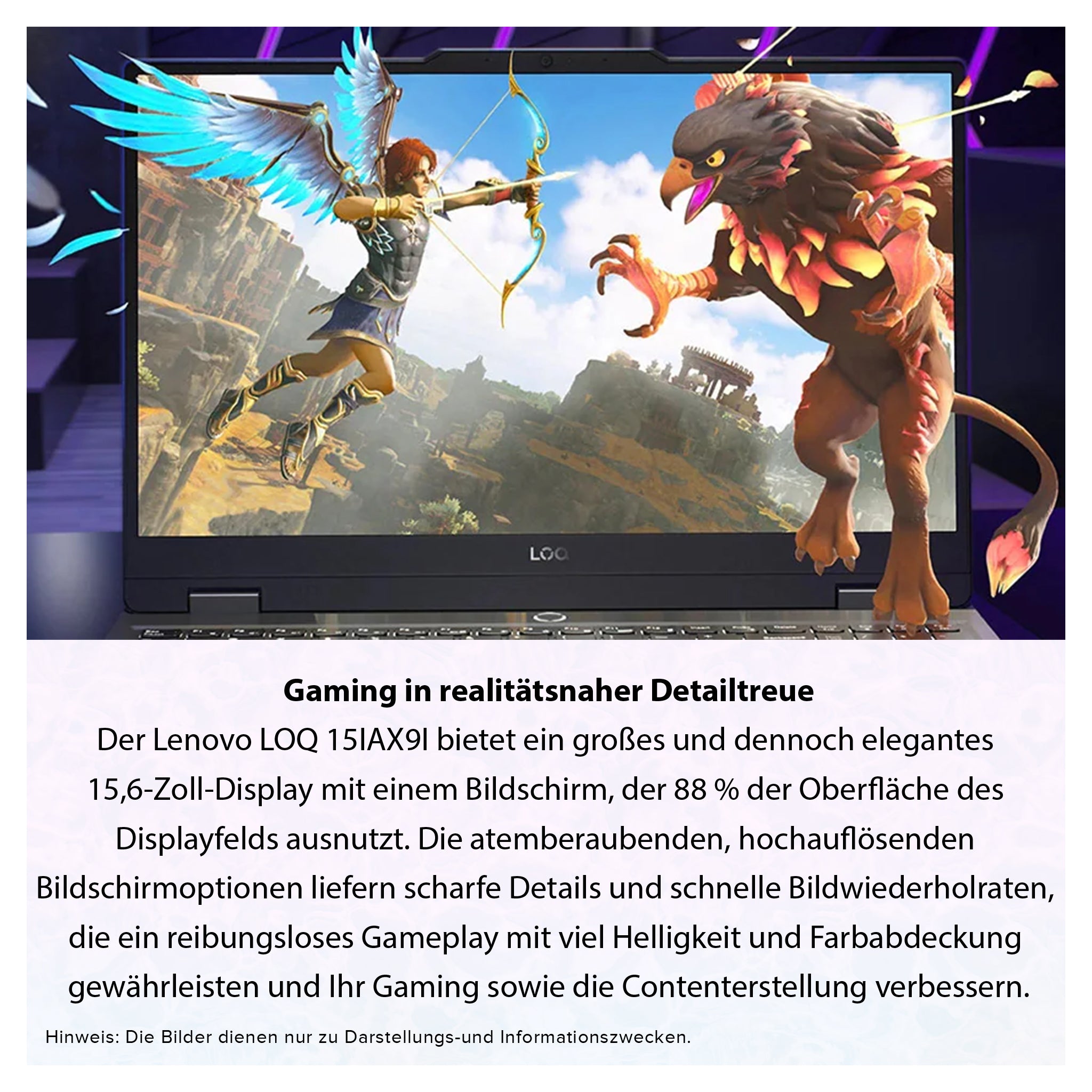 Lenovo LOQ Gaming Laptop, i5-12450HX, 15.6" FHD, Intel Arc A530M, RGB QWERTZ, W11Pro (Gebraucht - Wie Neu)