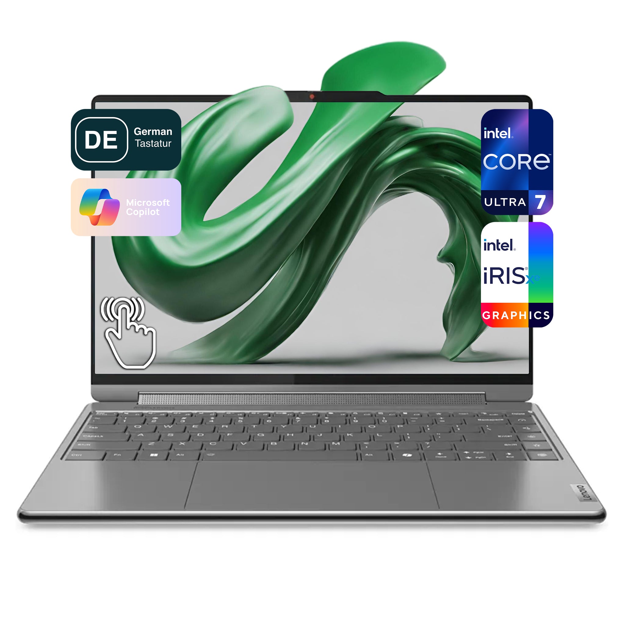 Lenovo Yoga 9i 2-in-1 Laptop, Ultra 7-155H, 14" WQUXGA OLED Touch, QWERTZ, AI Ready Tastatur, W11Home