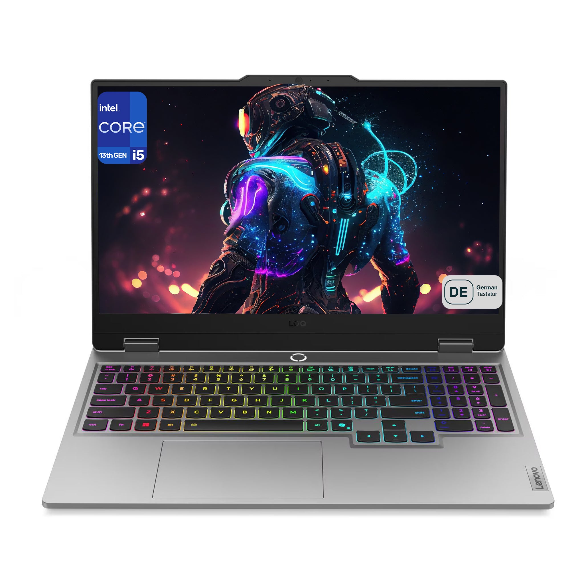 Lenovo LOQ 15IRX10 Gaming Laptop, Core i5-13450HX, 15.6" FHD (1920x1080) Display, GeForce RTX 5060, Deutsches Tastatur-Layout, Luna Grau