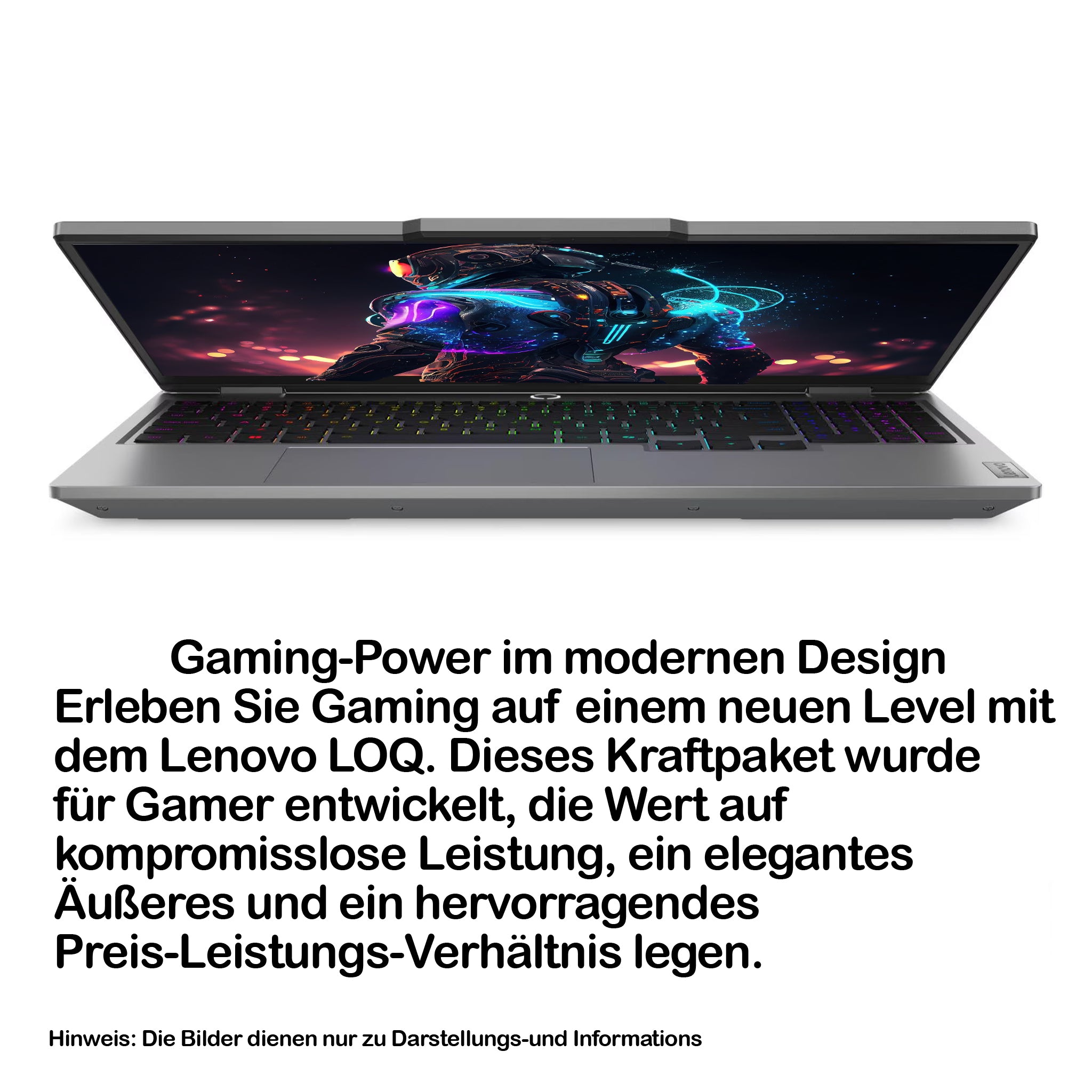 Lenovo LOQ 15IRX10 Gaming Laptop, Core i5-13450HX, 15.6" FHD (1920x1080) Display, GeForce RTX 5060, Deutsches Tastatur-Layout, Luna Grau