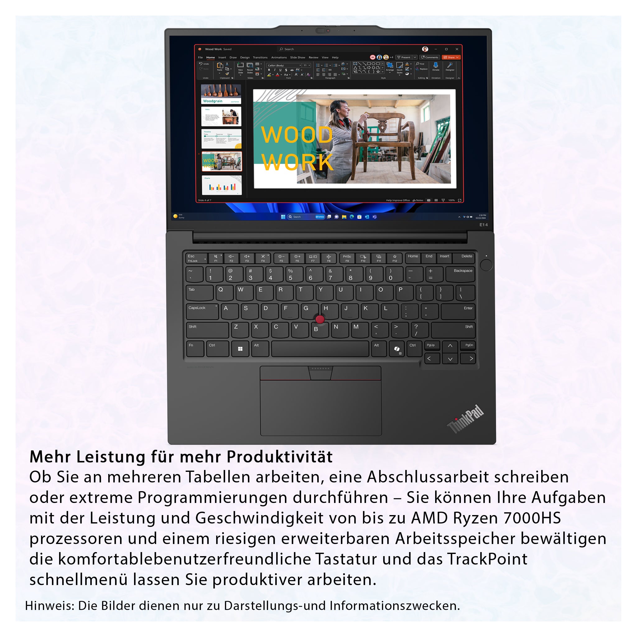 Lenovo Thinkpad E14 Gen 6 Laptop, Ryzen 7 7735HS, 14" WUXGA (1920x1200), Deutsches Tastatur-Layout, W11 Pro