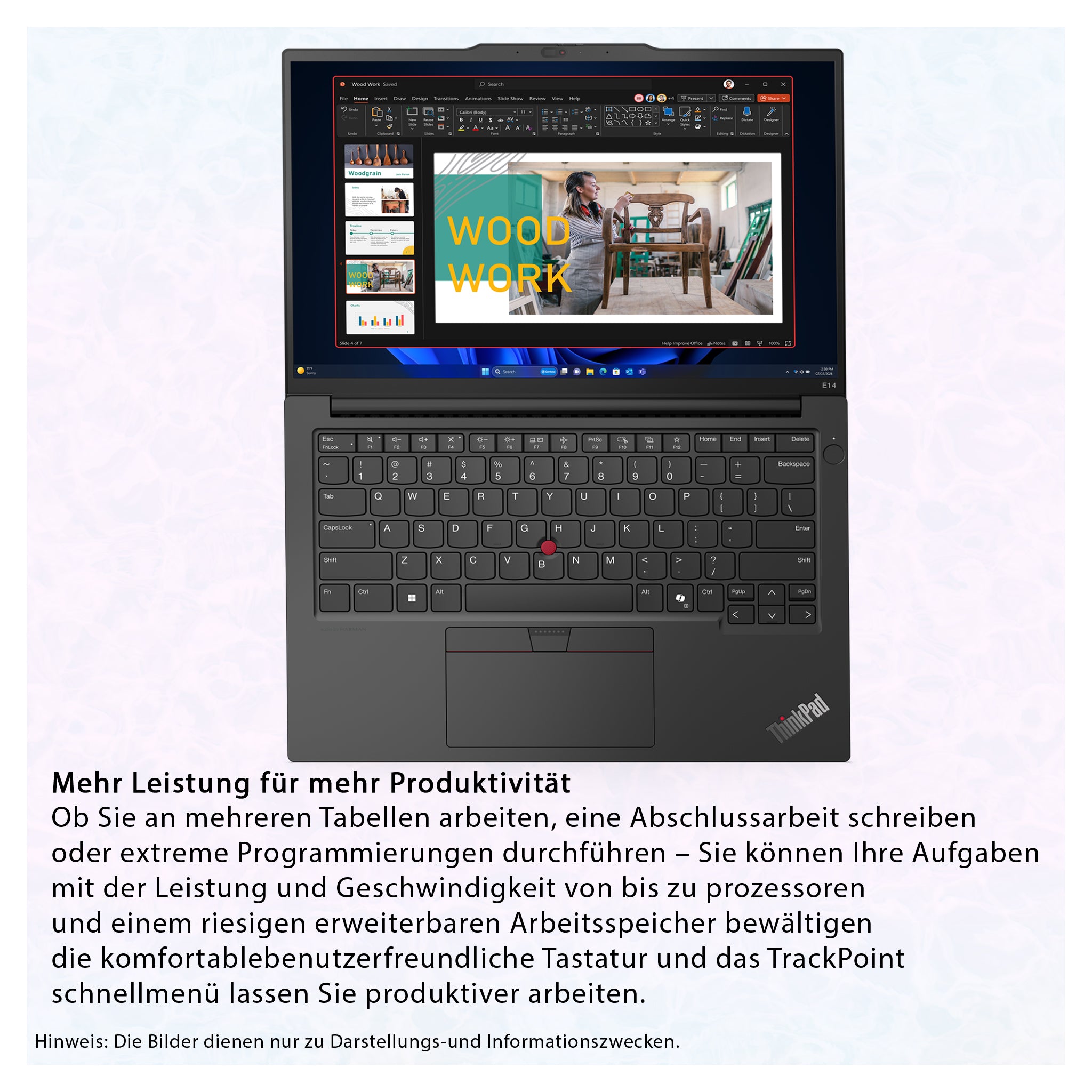 Lenovo ThinkPad E14 Gen6 Business Laptop, Core Ultra 5 125H, 14" IPS (1920x1200) Display, Intel Graphics, Deutsches Tastatur-Layout, W11 Pro, Schwarz