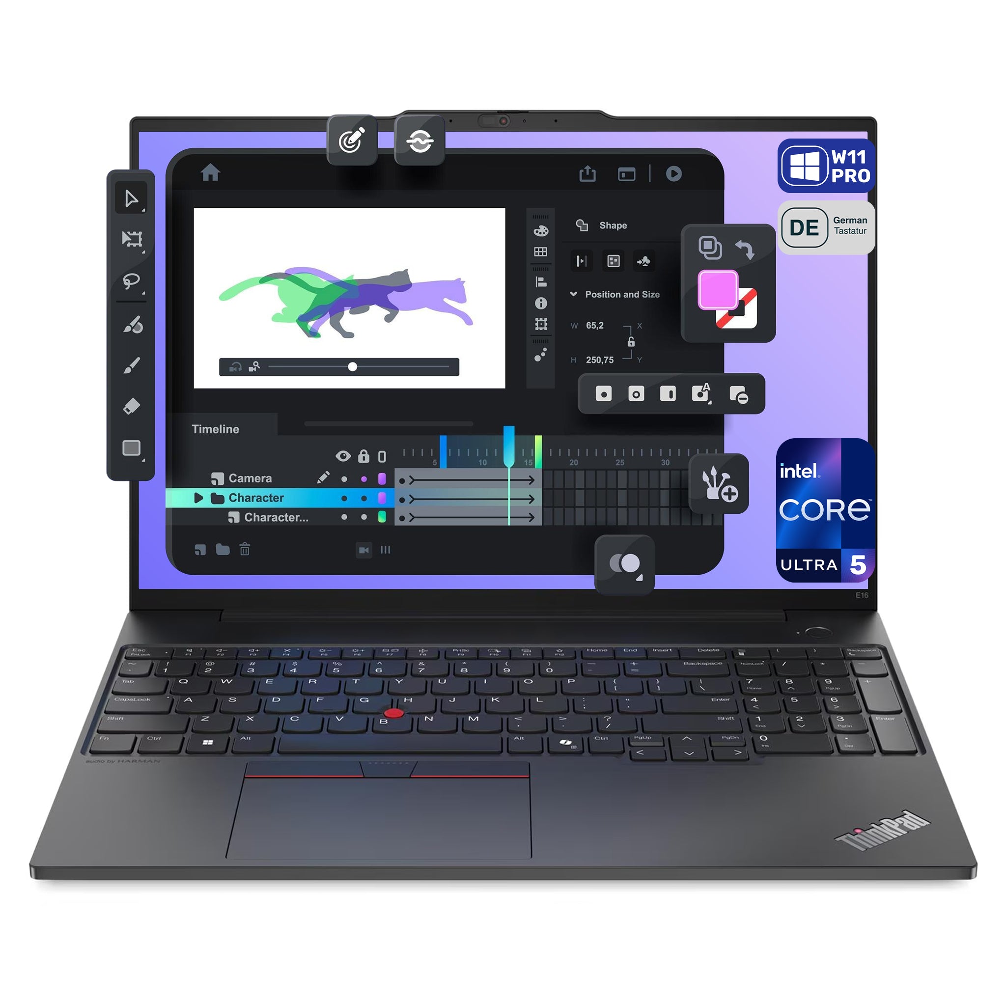 Lenovo ThinkPad E16 Gen 2 Laptop, Ultra 5-125U, 16" QWERTZ Tastatur, W11 Pro