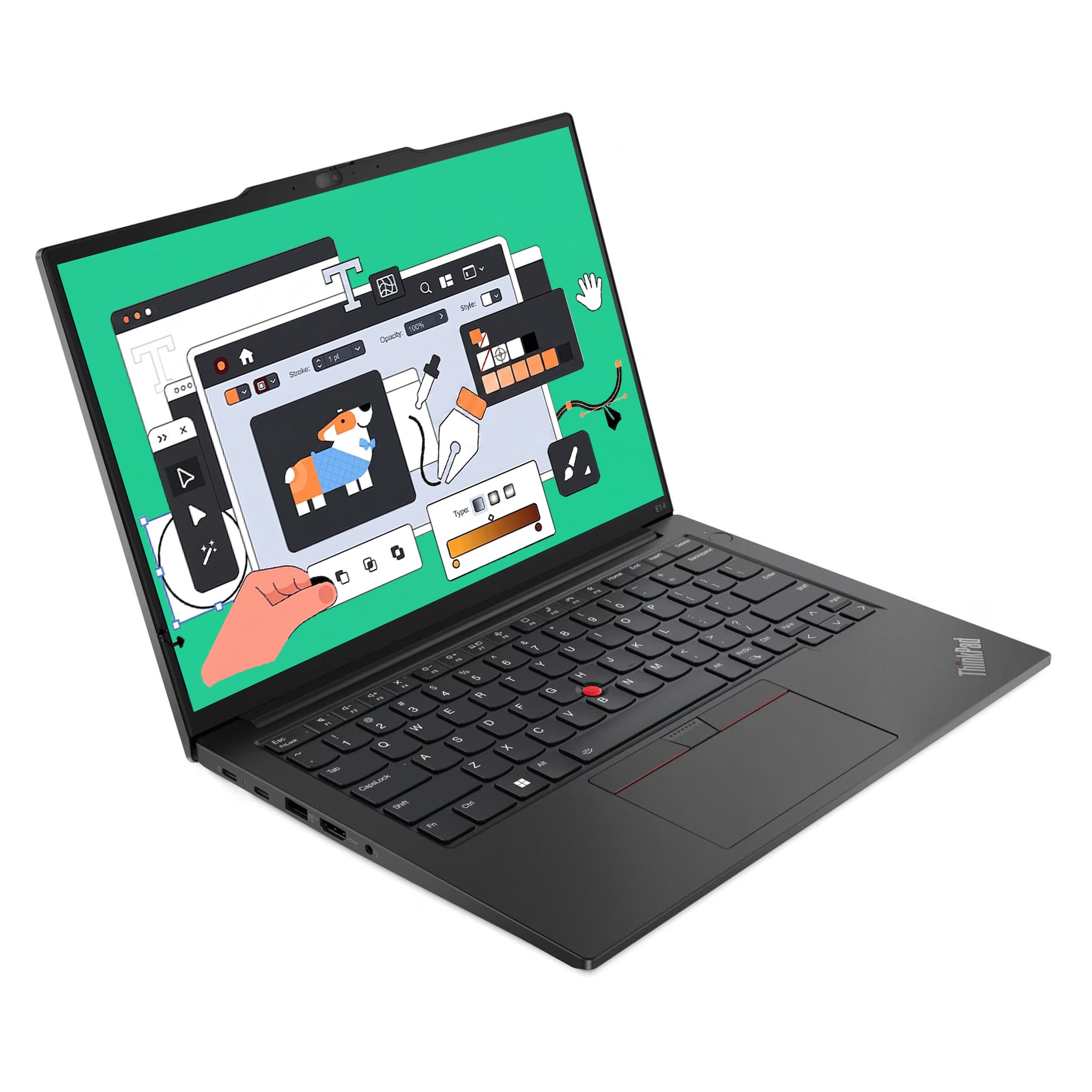 Lenovo ThinkPad E14 Gen 5 Business Laptop, Ryzen 5 7530U, 14" WUXGA (1920x1200) Display, Radeon Graphics, Deutsches Tastatur-Layout, W11 Pro, Schwarz