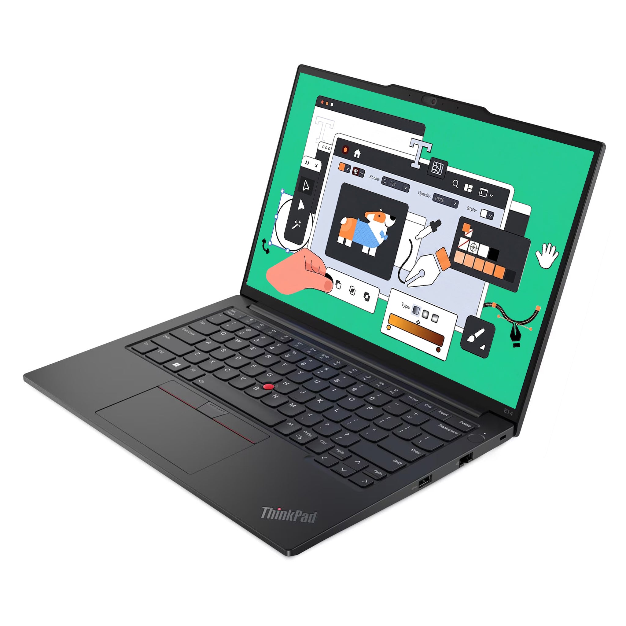 Lenovo ThinkPad E14 Gen 5 Business Laptop, Ryzen 5 7530U, 14" WUXGA (1920x1200) Display, Radeon Graphics, Deutsches Tastatur-Layout, W11 Pro, Schwarz