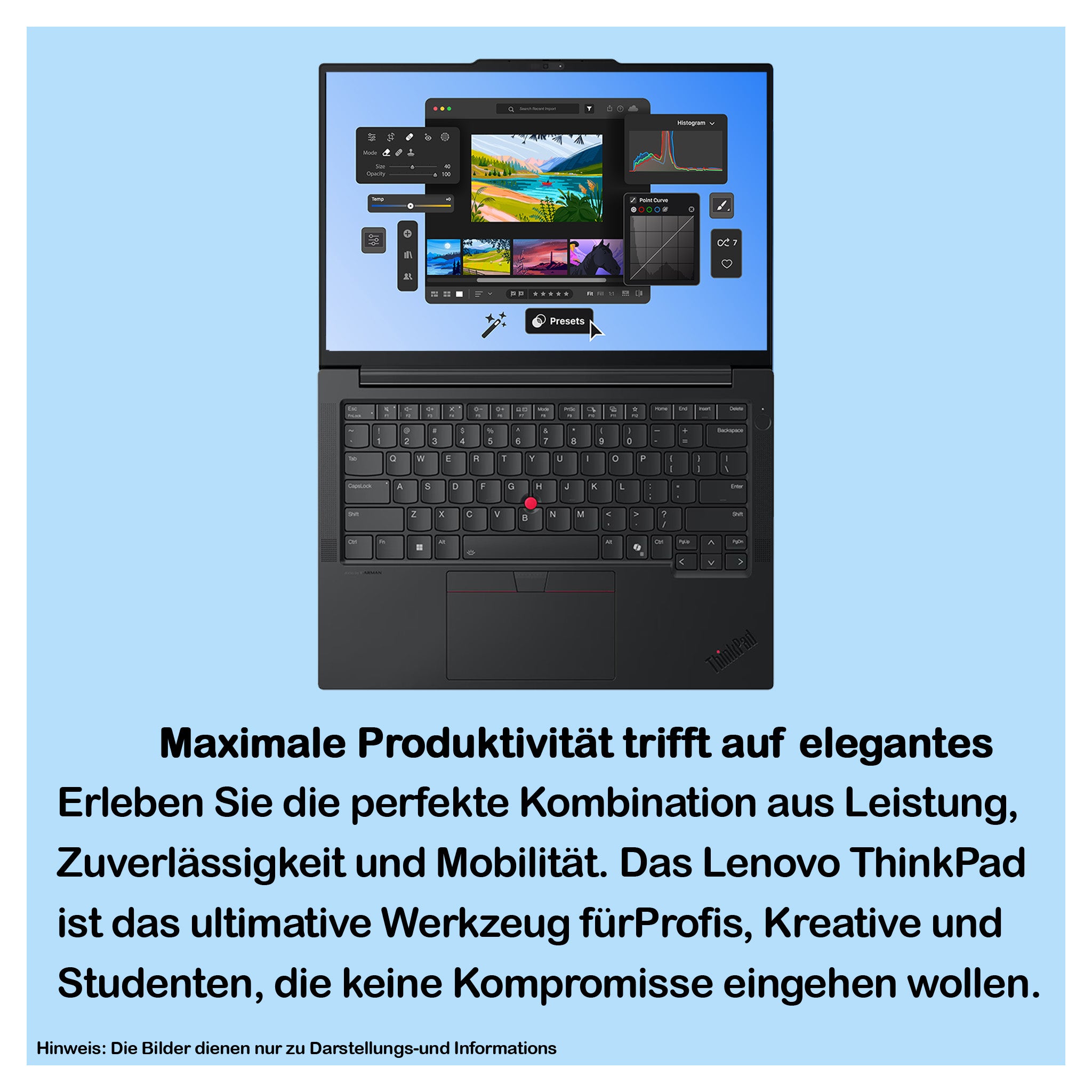 Lenovo ThinkPad E14 Gen 7 Business Laptop, Core Ultra 5 226V, 14" WUXGA (1920x1200) IPS Display, Integrated Intel Arc Graphics 130V, Deutsches Tastatur-Layout, W11 Pro, Schwarz