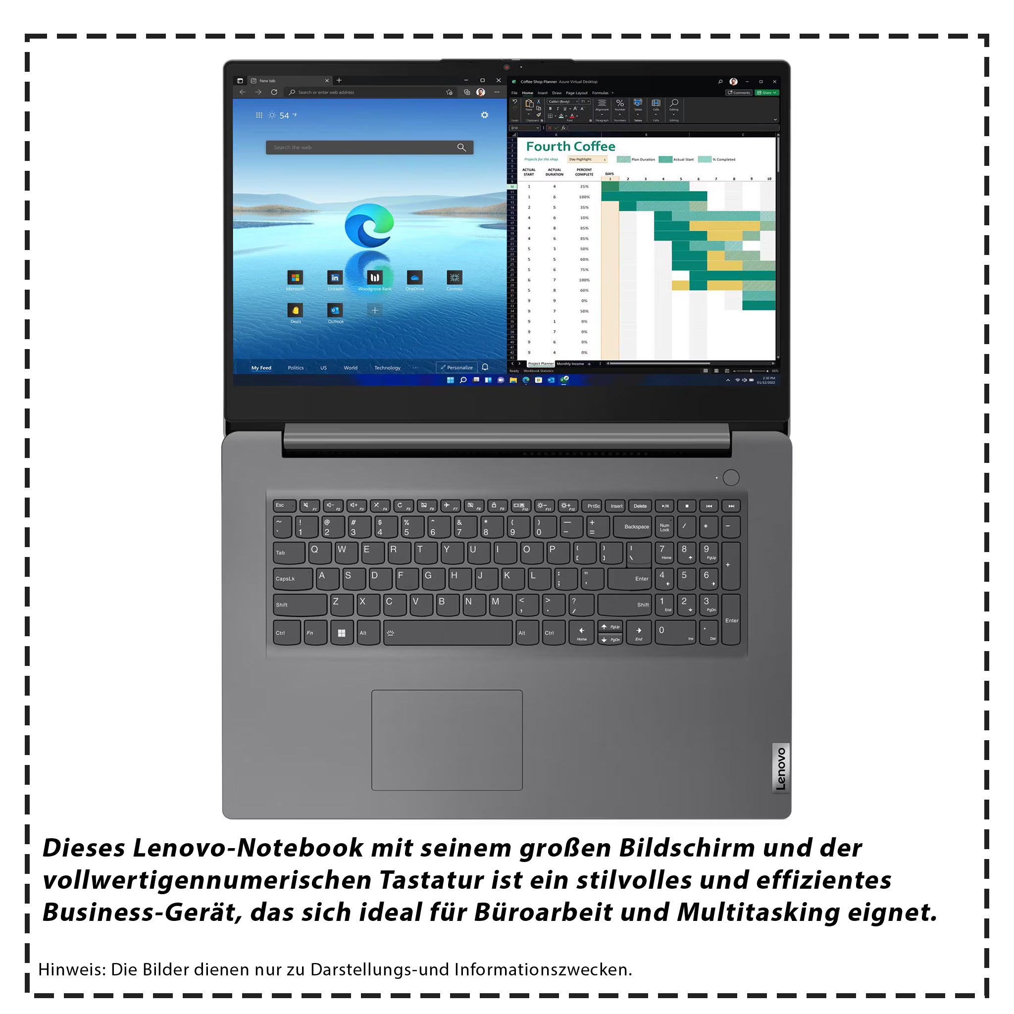 Lenovo V17 IRU G4 Laptop, Core i5-13420H, 17.3" FHD (1920x1080), Deutsches Tastatur-Layout, W11 Pro