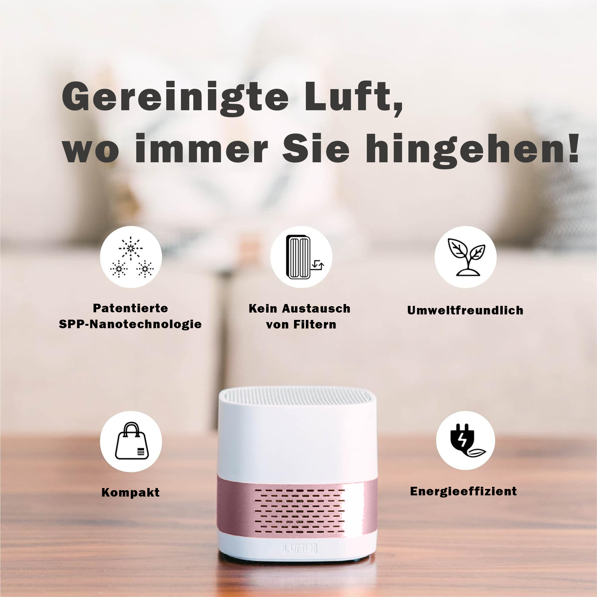 Luftqi UV-C/Nano Filter Air Cleaner,Rose