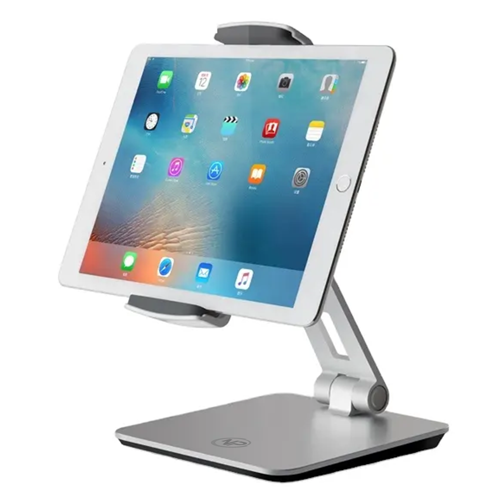 NPO STD20116S 360° verstellbarer Tablet- und Handyständer, faltbarer Metall-Tablet-Halter für iPad, Samsung Tab, Kindle, Nintendo Switch (4,7-12,9 Zoll) (Silber)