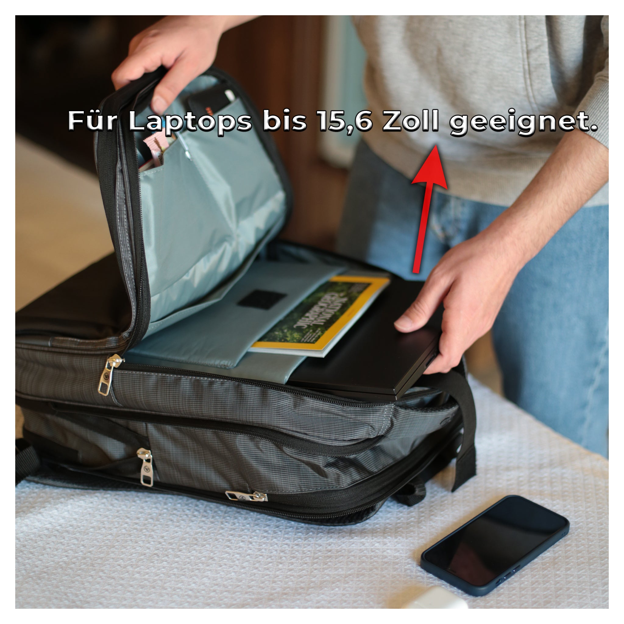 NPO, Travela Reiserucksack, 15,6 Zoll Laptop Rucksack, Unisex