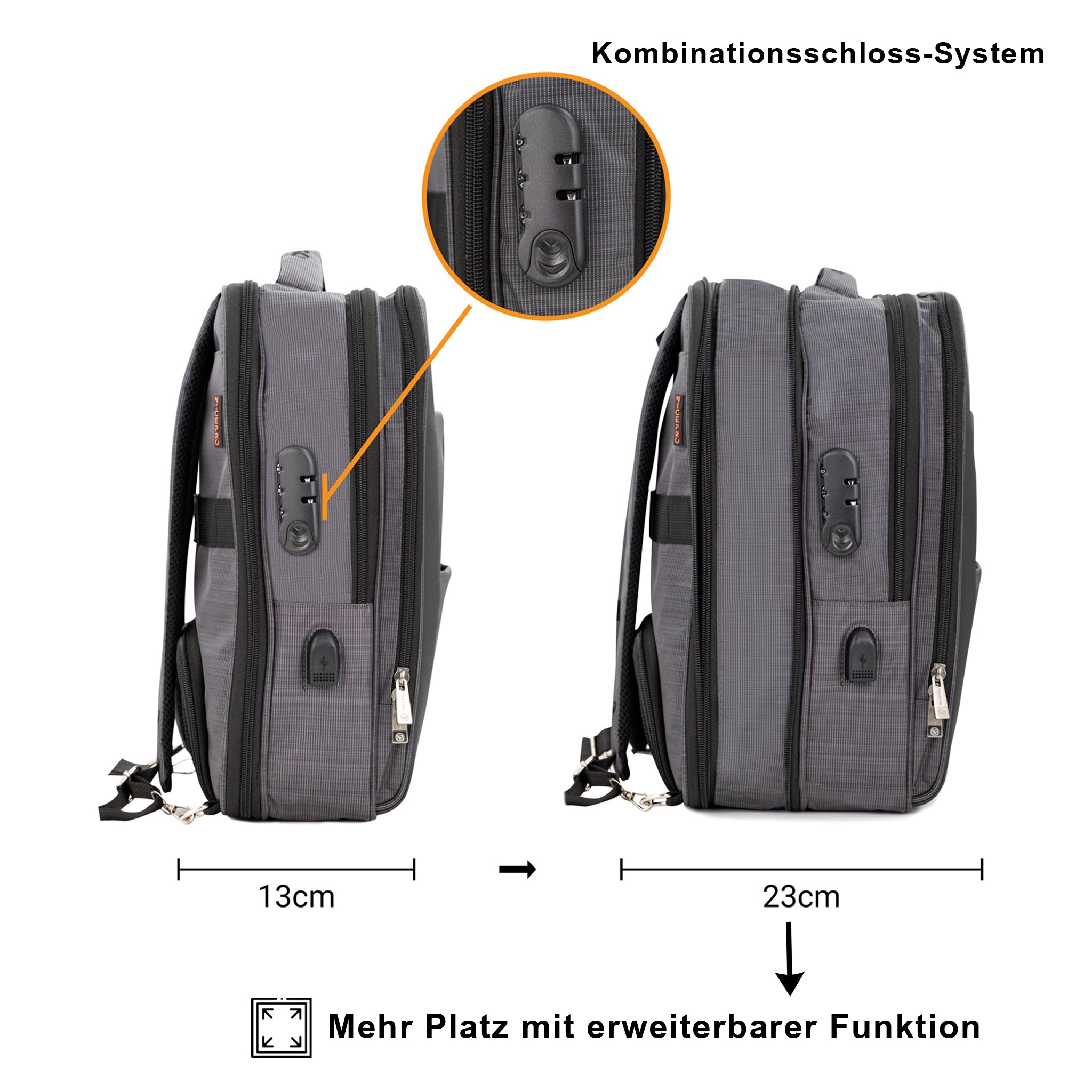 NPO, Travela Reiserucksack, 15,6 Zoll Laptop Rucksack, Unisex