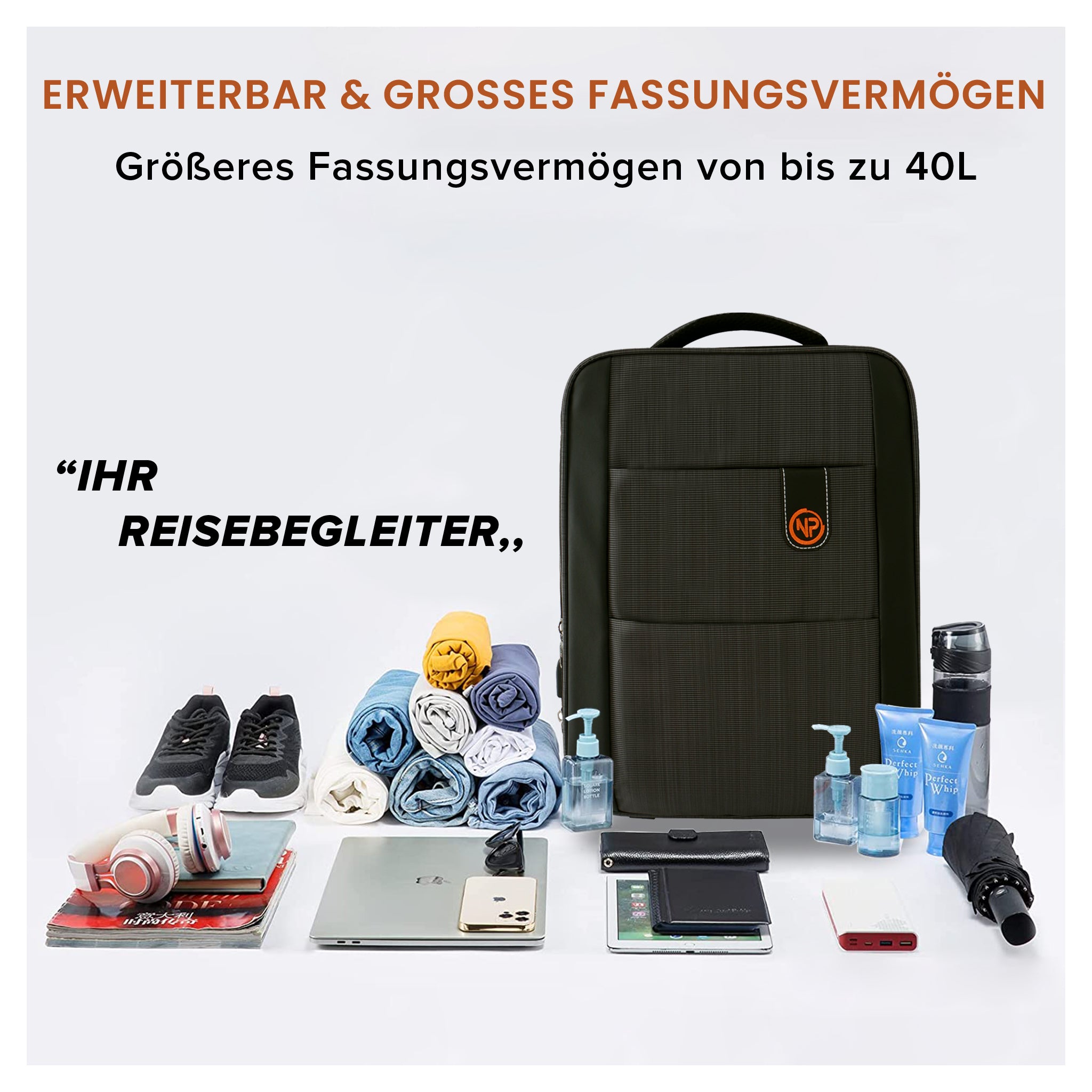 NPO, Travela Reiserucksack, 15,6 Zoll Laptop Rucksack, Unisex