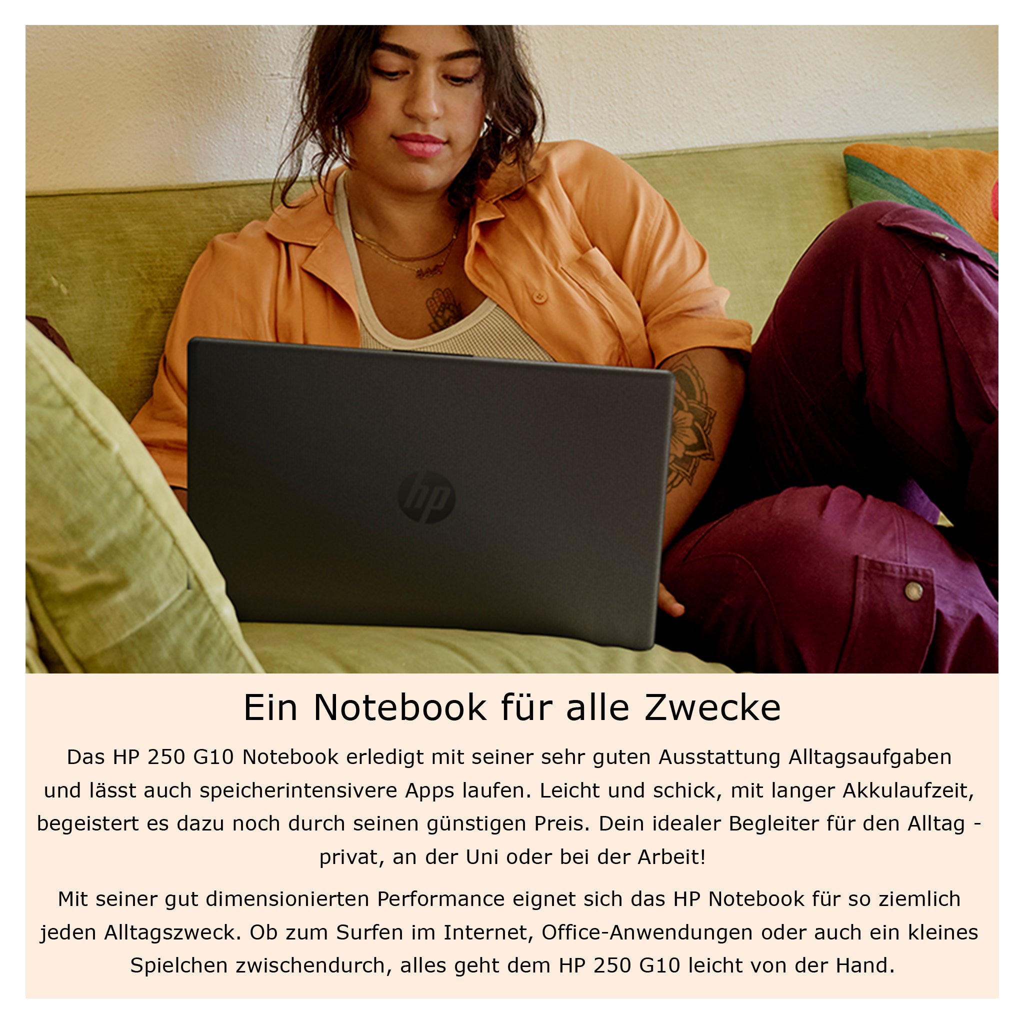 Hp 250 G10 Business Laptop, i5-1335U, 15.6" IPS FHD, QWERTZ Tastatur