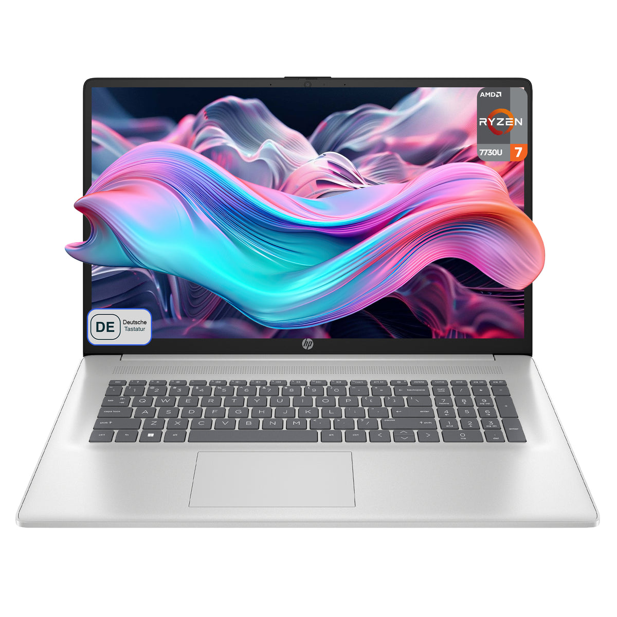 HP 17 Business Laptop, AMD Ryzen 7 7730U, 17,3″ Full HD IPS (1920 × 1080), deutsches Tastaturlayout, Windows 11 Home, Silber