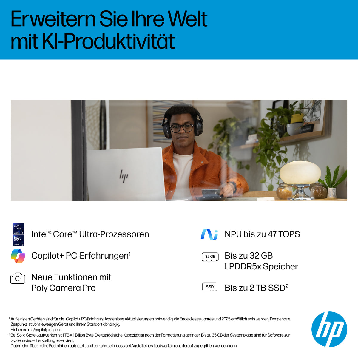 HP OmniBook 7 Next Gen AI 17, Intel Core Ultra 7 258V, 17,3″ FHD IPS Touchscreen (1920×1080), NVIDIA RTX 4050 6 GB, DE Tastatur, Windows 11 Home, Silber