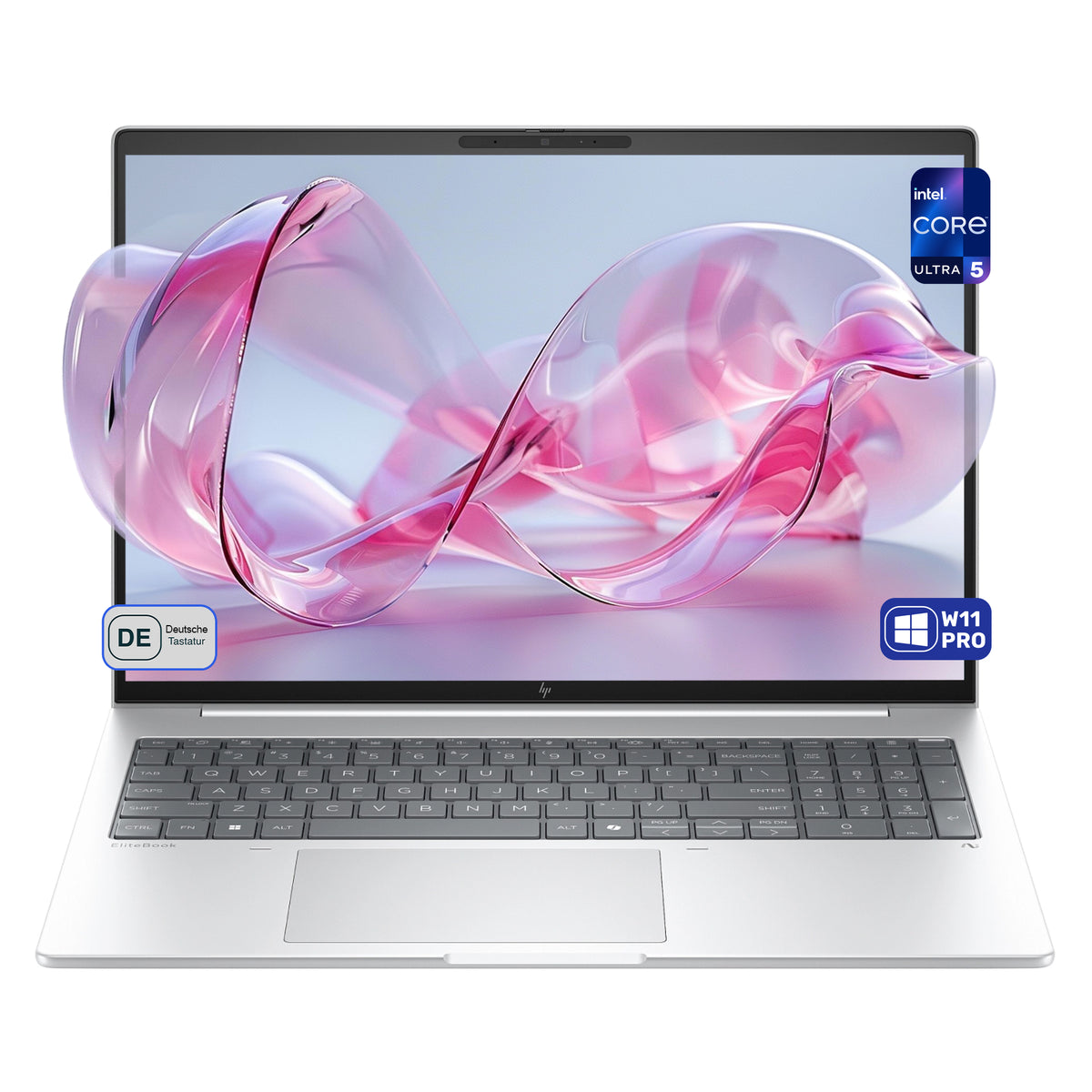HP EliteBook 8 G1i Business Laptop, Intel Core Ultra 5 225U, 16″ WUXGA IPS (1920 × 1200), Deutsches Tastaturlayout, Windows 11 Pro, Silber