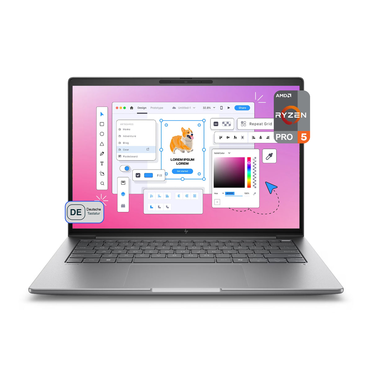 HP ZBook 8 G1a 14 Mobile Workstation, AMD Ryzen AI 5 PRO 340, 14″ WUXGA IPS (1920 × 1200), Fingerprint, Deutsches Tastaturlayout, Windows 11 Pro, Silber