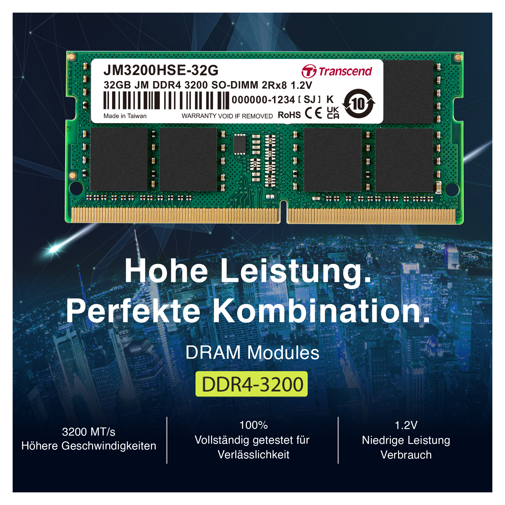 Transcend 32GB JM DDR4 3200 SO-DIMM 2Rx8 2Gx8