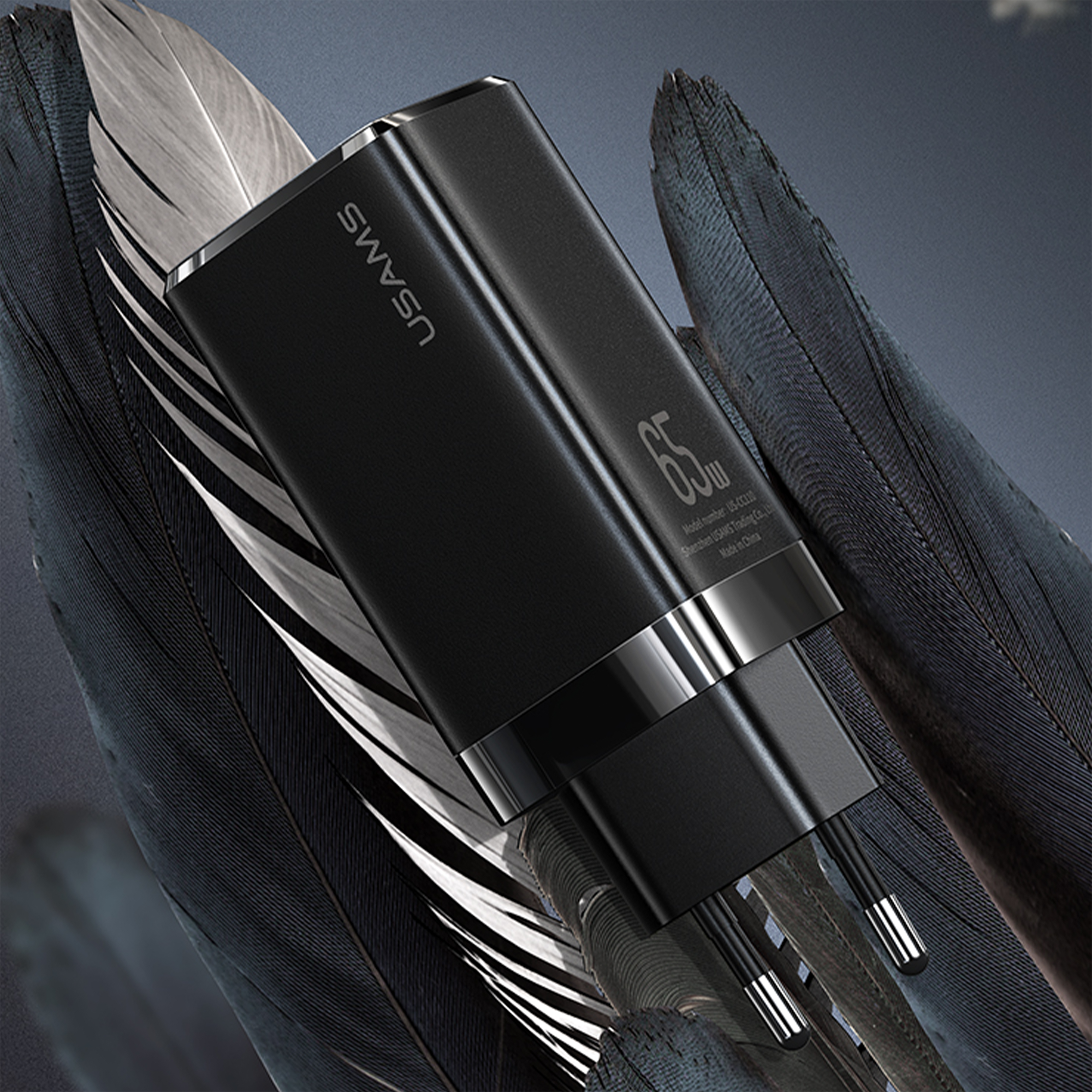 USAMS 65W GaN USB C Charger 3-Port Fast Charger PPS: PD3.0/QC4.0+/SCP/AFC - Compatible with MacBook Pro/Air, Dell XPS 15