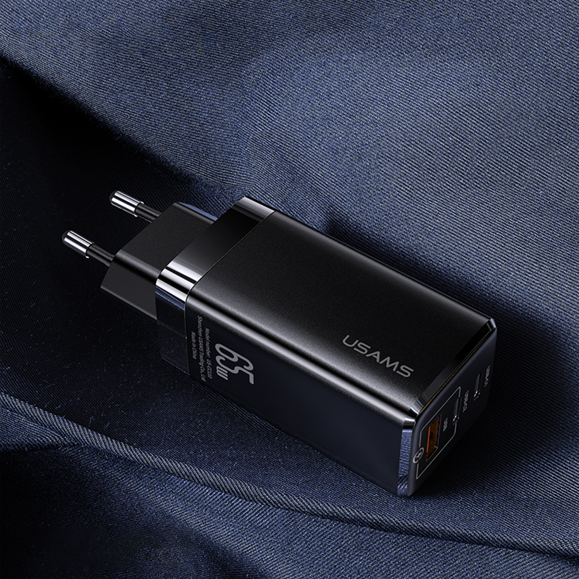 USAMS 65W GaN USB C Charger 3-Port Fast Charger PPS: PD3.0/QC4.0+/SCP/AFC - Compatible with MacBook Pro/Air, Dell XPS 15