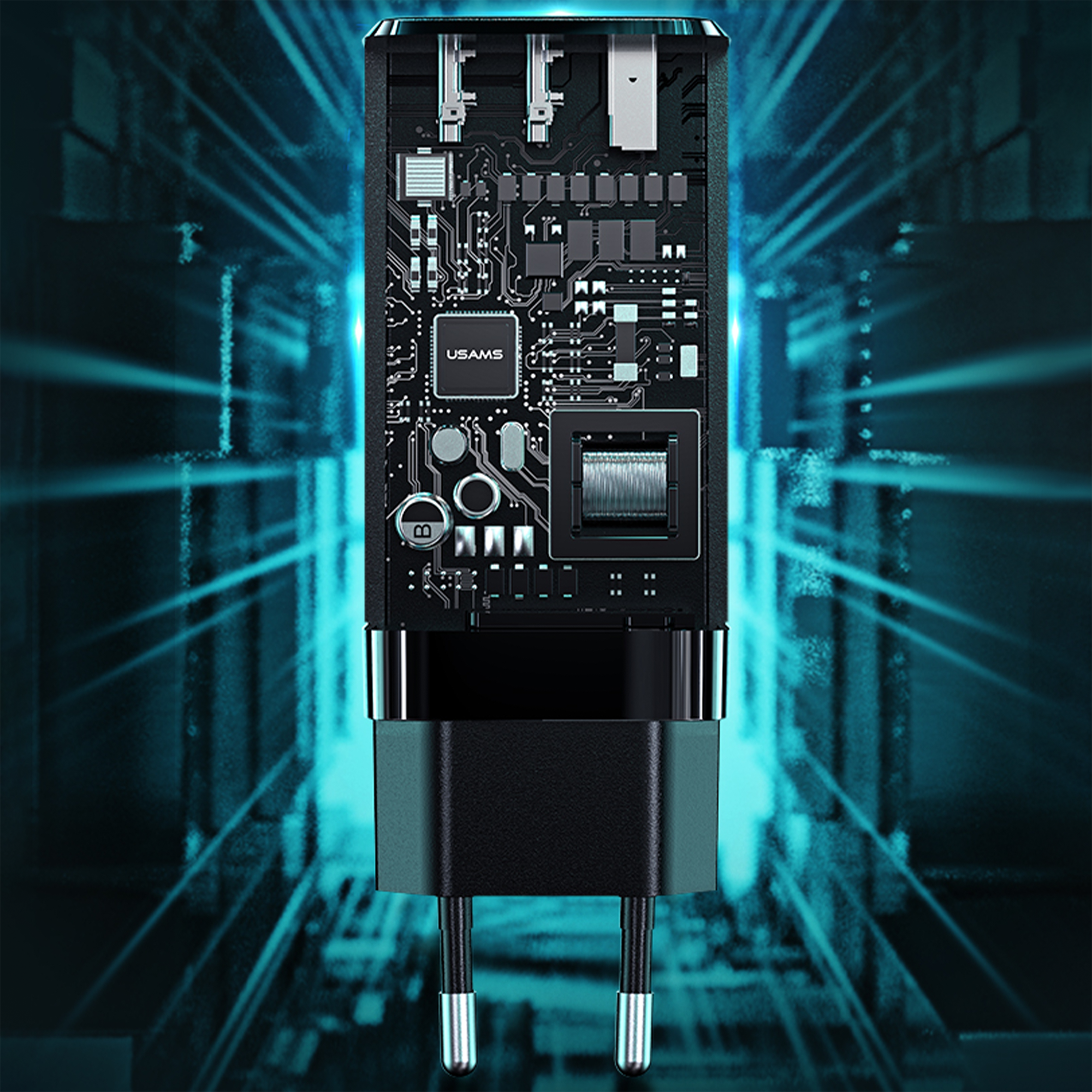 USAMS 65W GaN USB C Charger 3-Port Fast Charger PPS: PD3.0/QC4.0+/SCP/AFC - Compatible with MacBook Pro/Air, Dell XPS 15