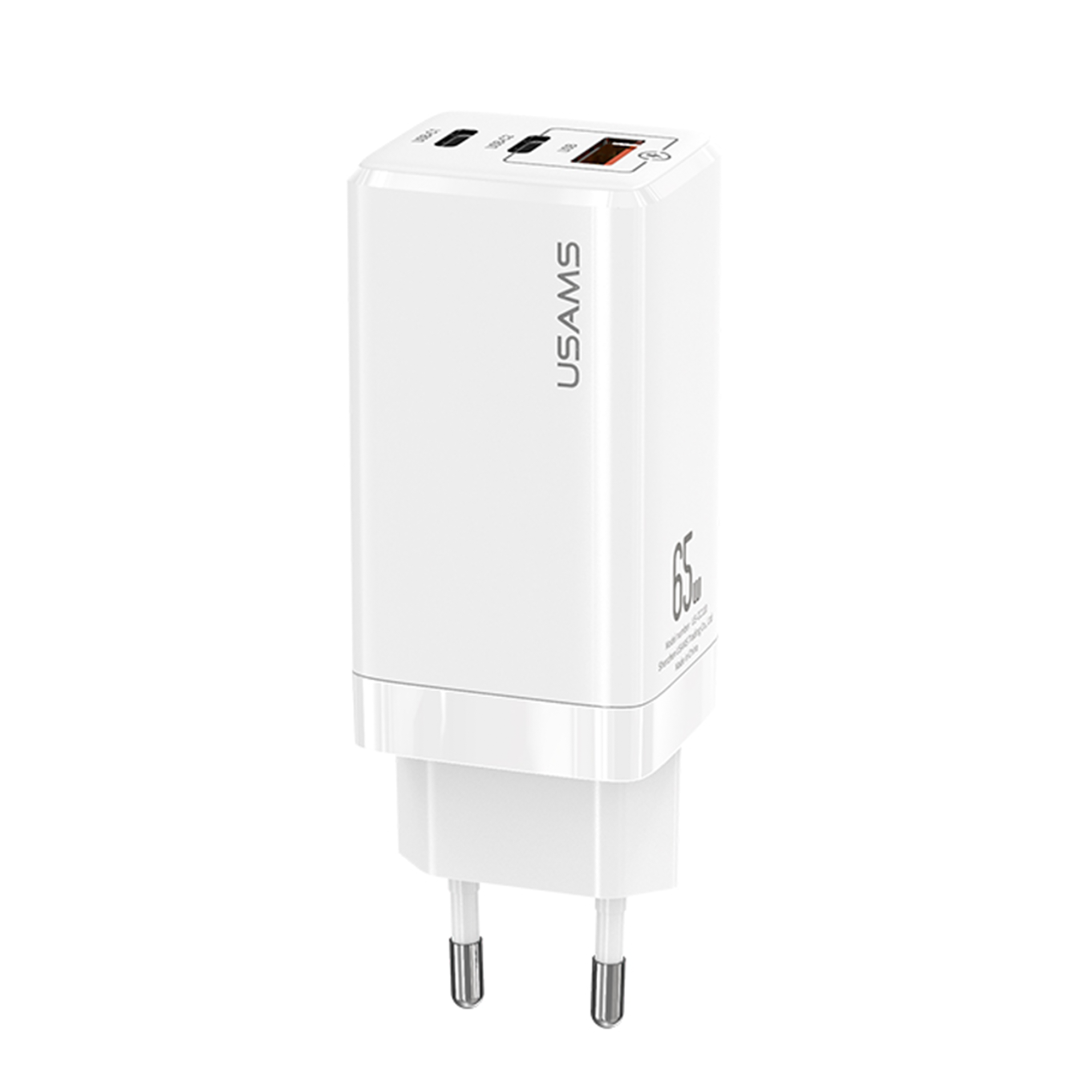 USAMS 65W GaN USB C Charger 3-Port Fast Charger PPS: PD3.0/QC4.0+/SCP/AFC - Compatible with MacBook Pro/Air, Dell XPS 15