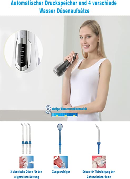 NPO Waterpulse Wireless Water Flosser, batteriebetrieben und tragbar für unterwegs und zu Hause, V500