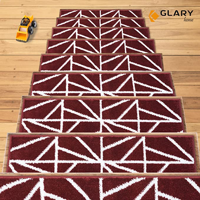 Glary Home GH39A - 13er Set Treppenmatten 22 cm x 71 cm x 1,2 cm Selbstklebender Treppenteppich