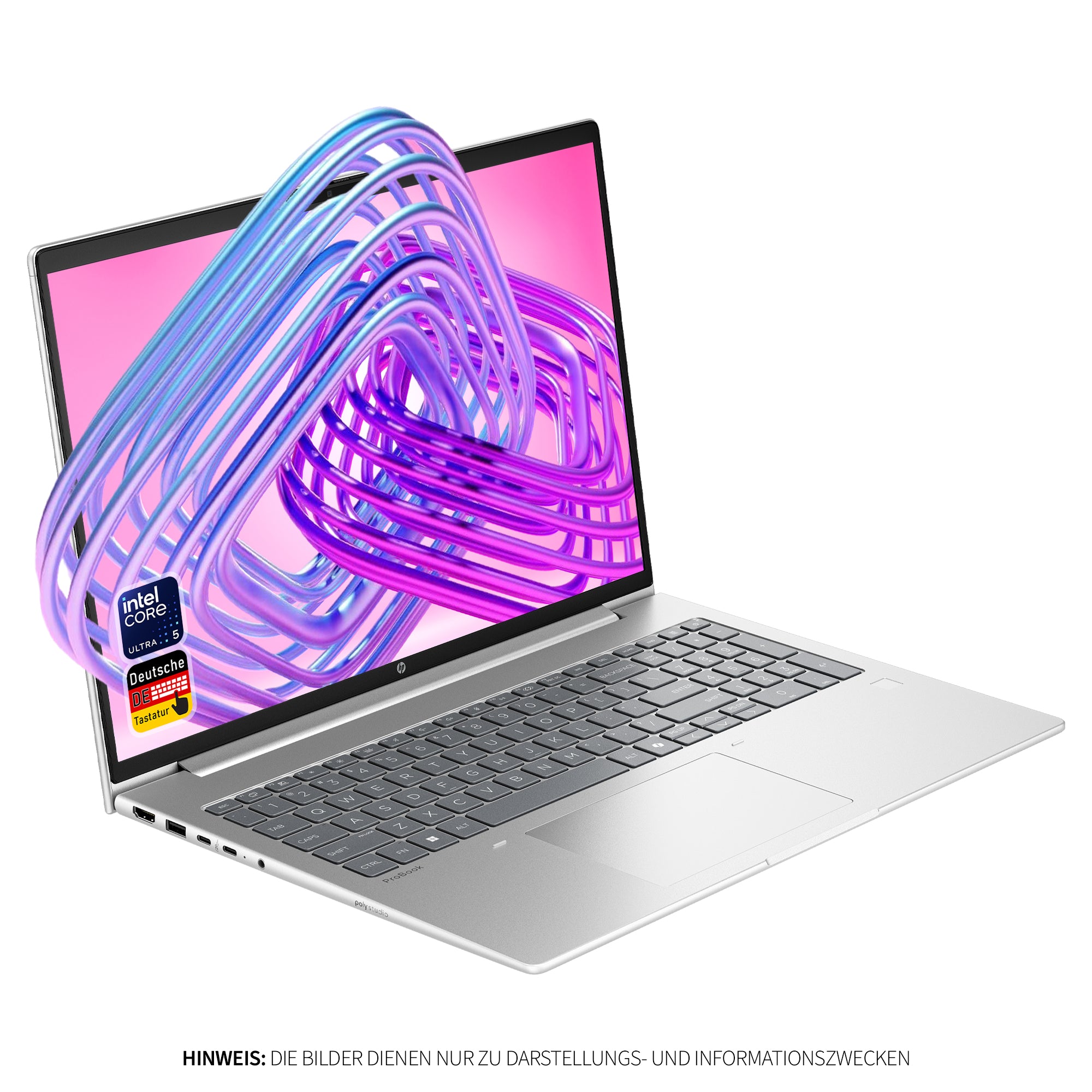 HP ProBook 4 G1i AI Business Laptop, Intel Core Ultra 5 225U, 16" WUXGA IPS (1920x1200), Fingerprint, Deutsches Tastatur Layout, Windows 11 Pro, Silber