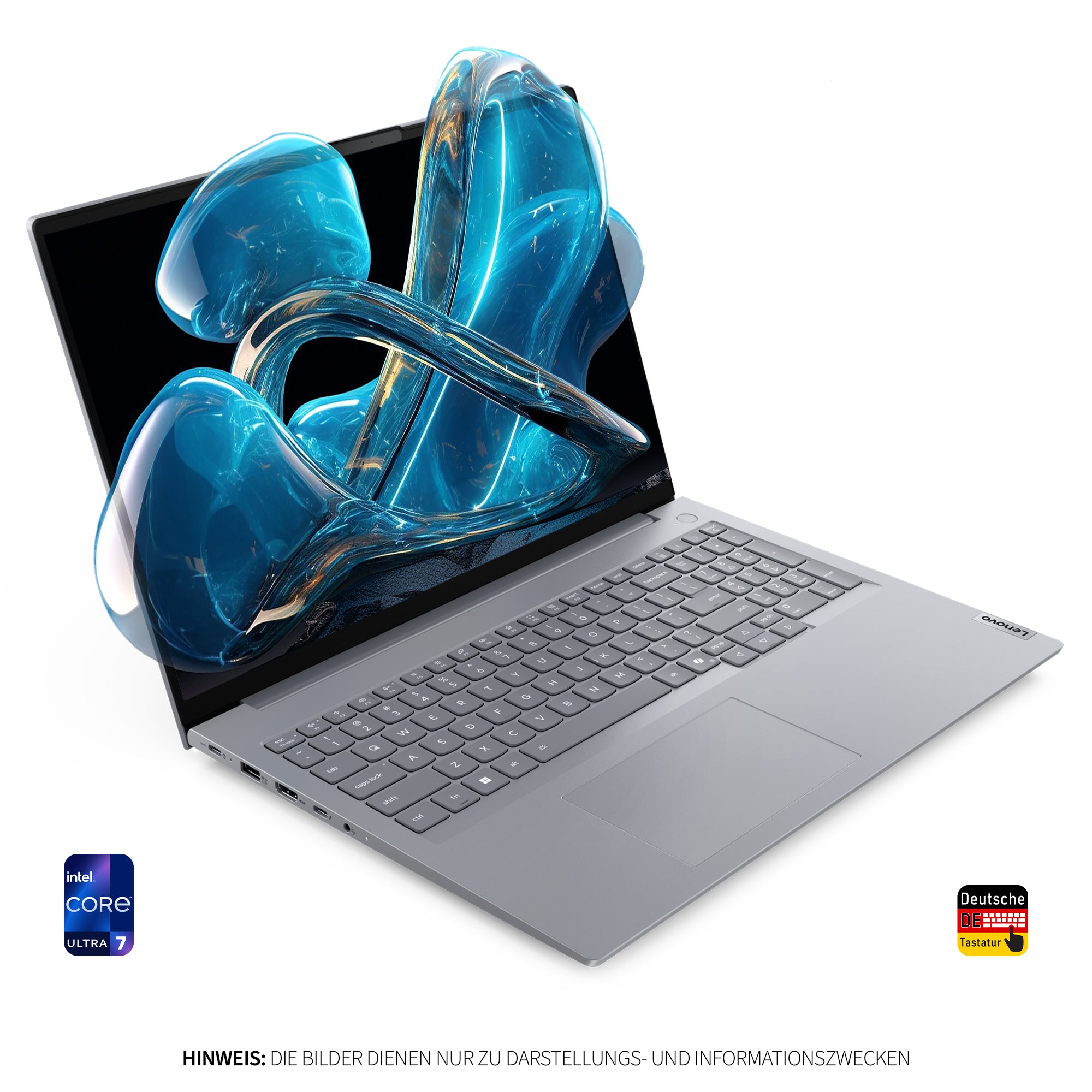 Lenovo ThinkBook 16 Gen 8 IAL Business Laptop, Intel Core Ultra 7 255H, 16" WUXGA IPS Display, Deutsches Tastatur-Layout, W11 Pro, Arctic Grau
